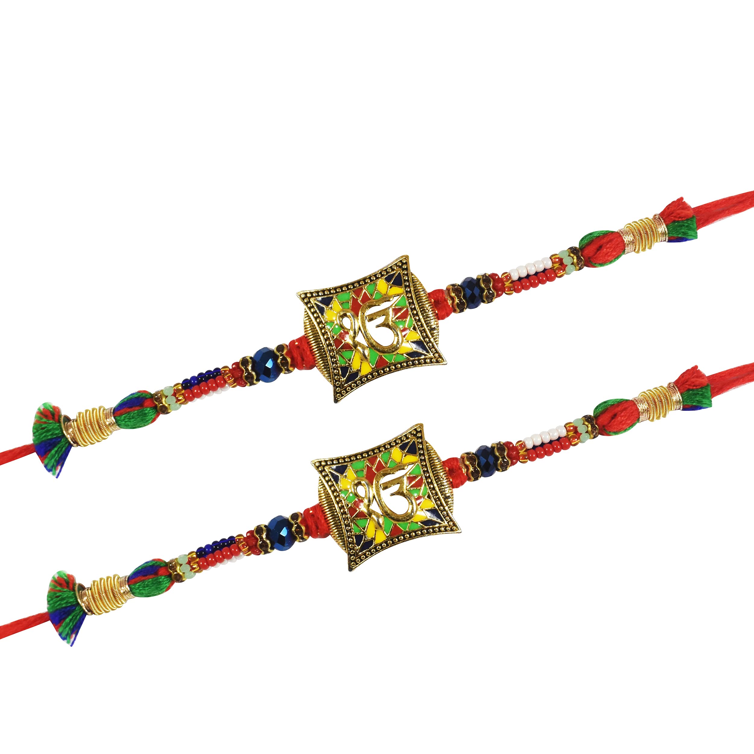 Urvi Creations Brass With Pearl Antique Bracelet Rakhi For Men (Multicolour)