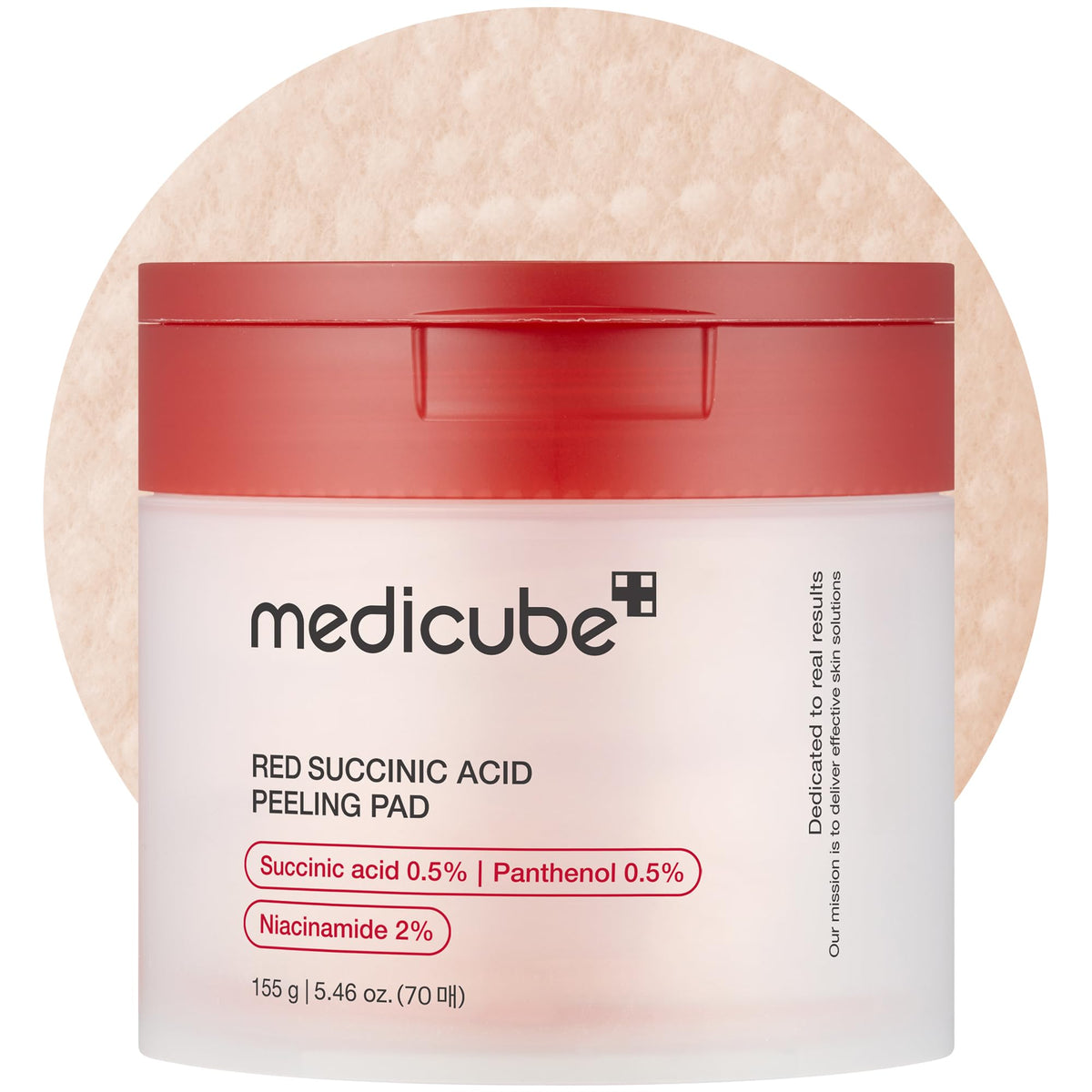 Medicube Red Succinic Acid Panthenol Facial Peeling Pads - Exfoliating Toner Pads for Breakout-Prone Skin with Niacinamide, AHA,
