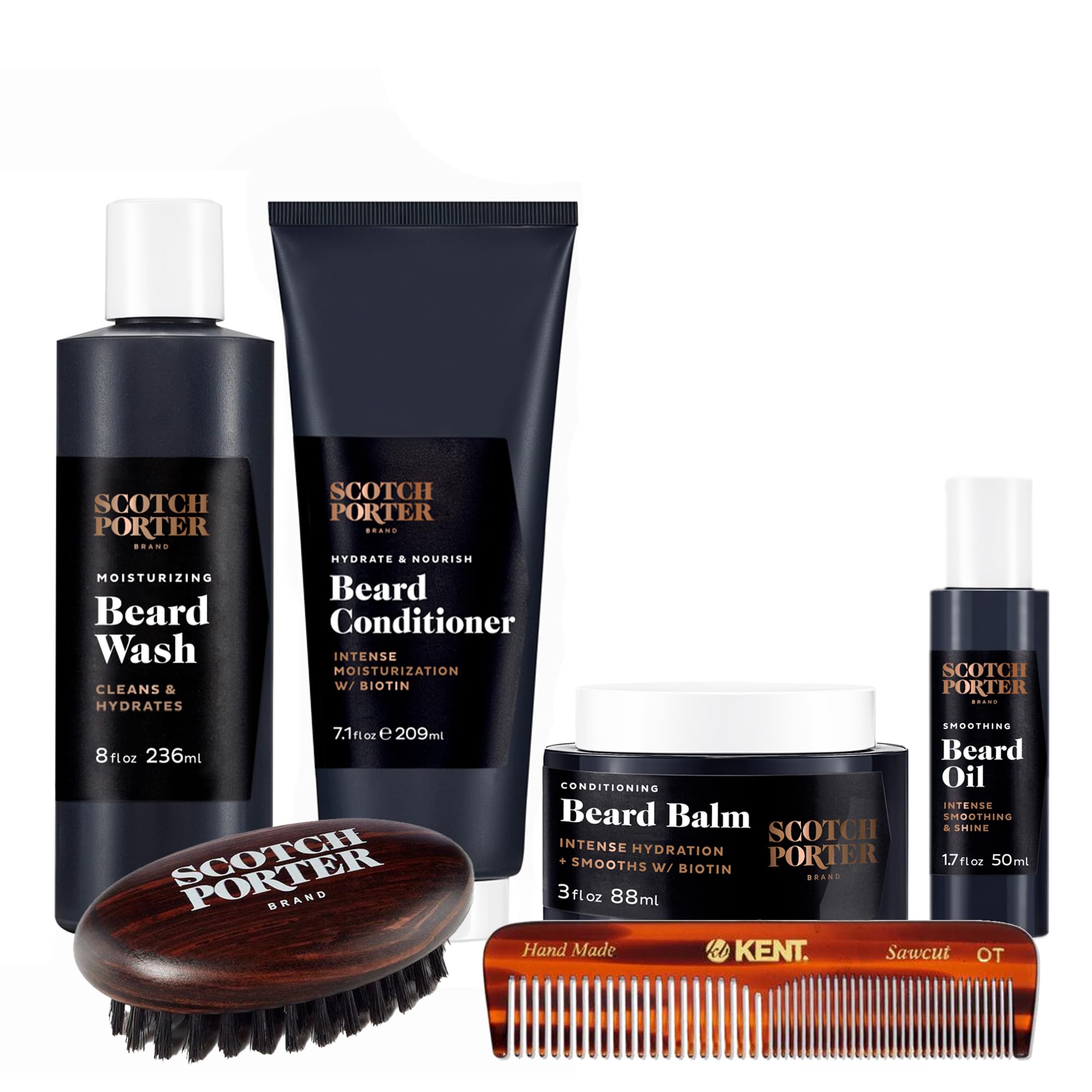 Scotch Porter Ultimate Beard Collection - Cleanse, Moisturize, Soothe & Style while Encouraging Growth for a Fuller/Healthier-Lo