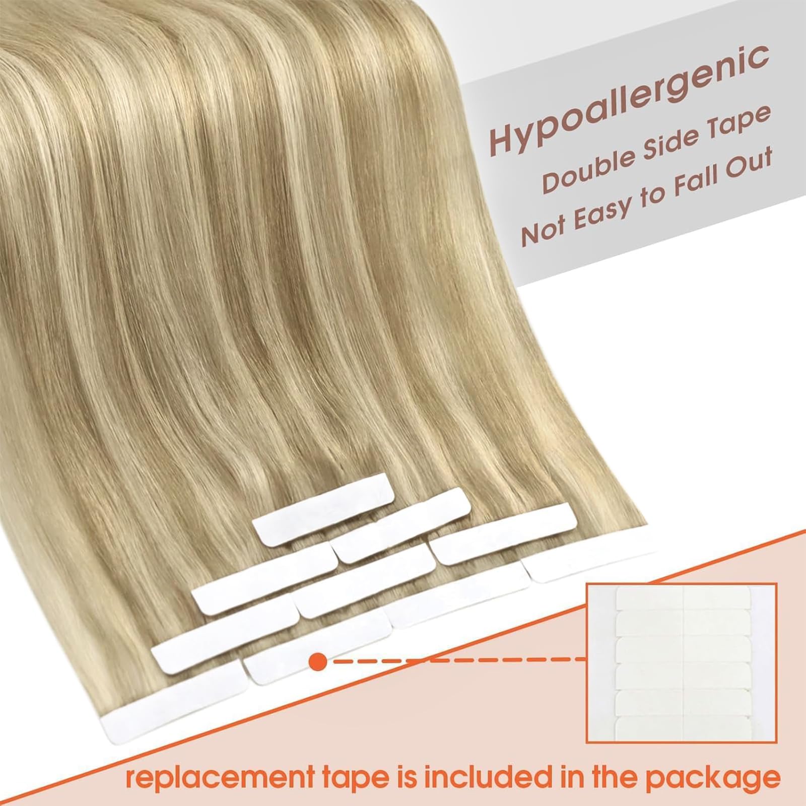 Sunny Hair Tape in Hair Extensions Real Human Hair Invisible Remy Hair Extensions Tape ins for Women Dark Honey Blonde Highlight