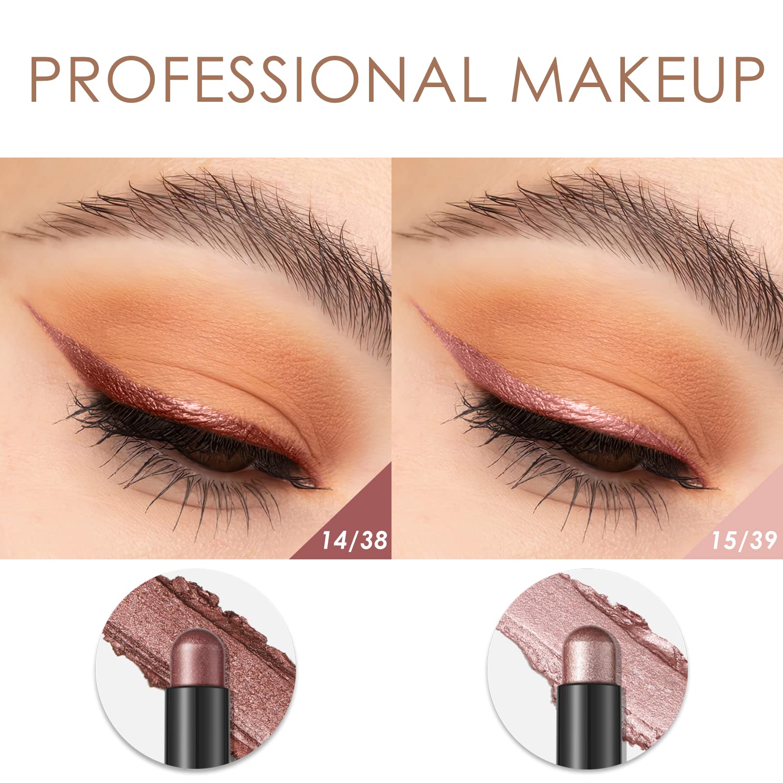 Focallure 2 Pcs Cream Eyeshadow Stick,Brightener Eyeshadow Pencil Crayon,Highlighter Eye Shadow Stick Sets With Crease-Proof For