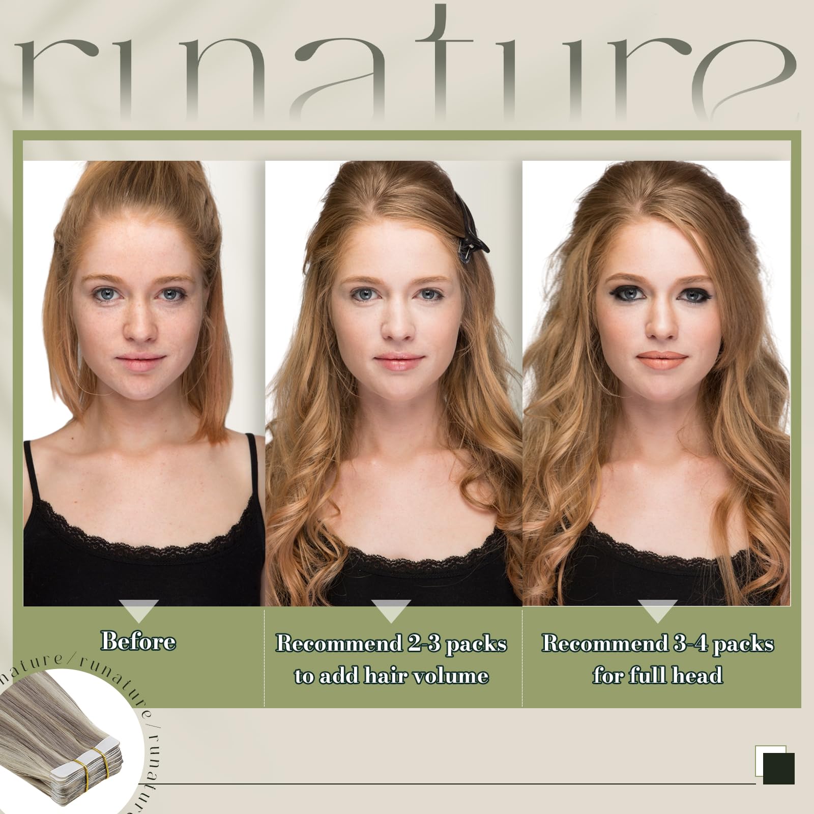 Runature Blonde Hair Extensions Tape In Real Human Hair 16 Inch Straight Invisible Tape In Hair Extensions Human Hair Grey Blond