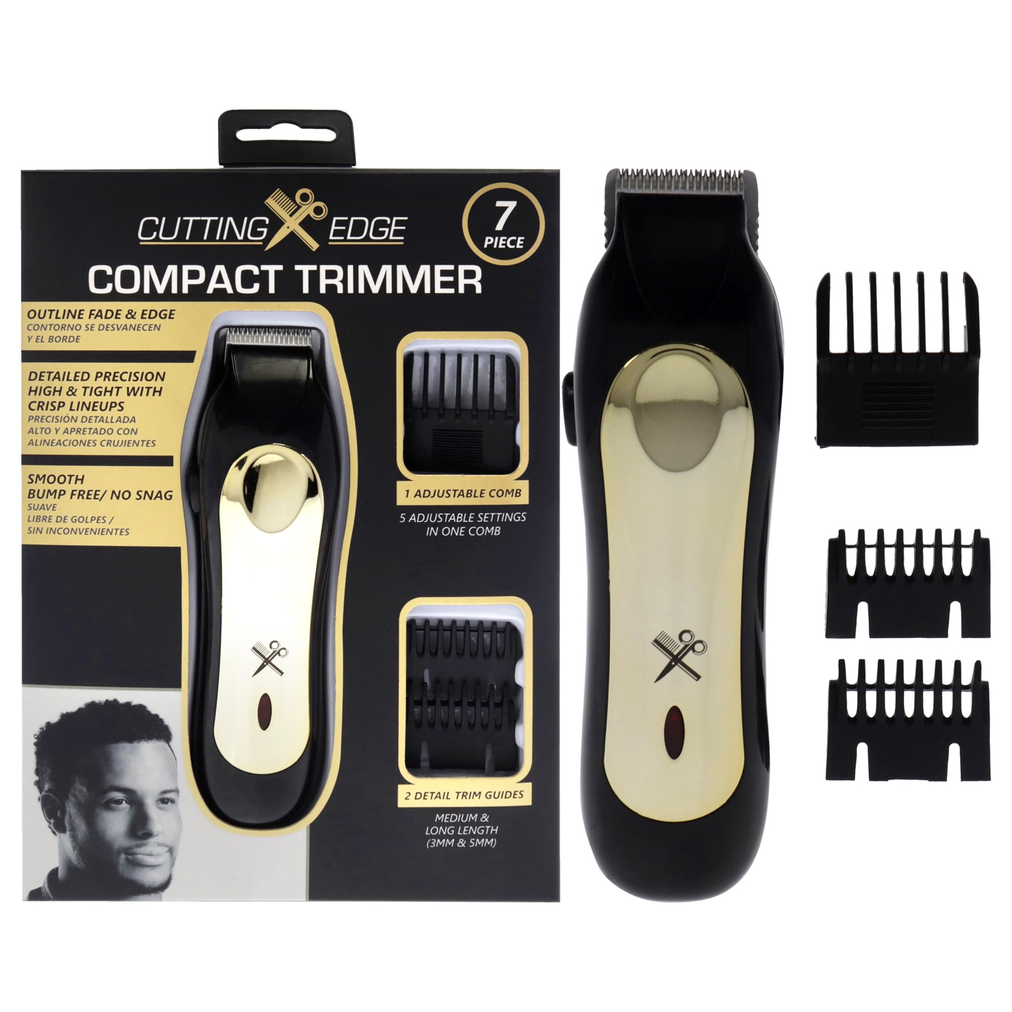 Cutting Edge Compact Trimmer By Barbasol For Men - 7 Pc Shaver, Travel Bag, Cleaning Brush, Oil, 3 Cutting Guides
