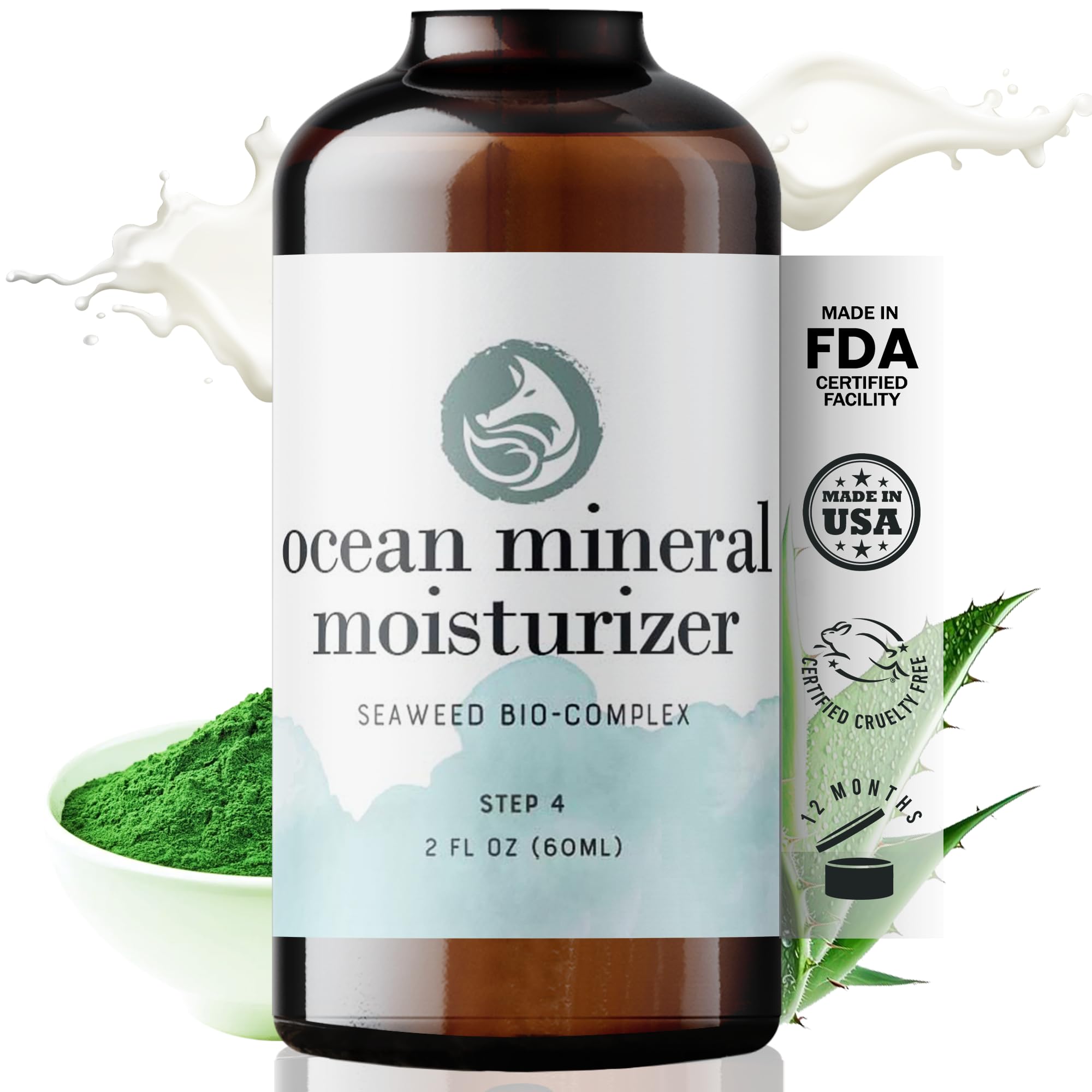 Ocean Mineral Facial Moisturizer - Vegan - Natural & Organic Face Lotion for Women Daily Use - Sensitive Oily Dry and Other Skin