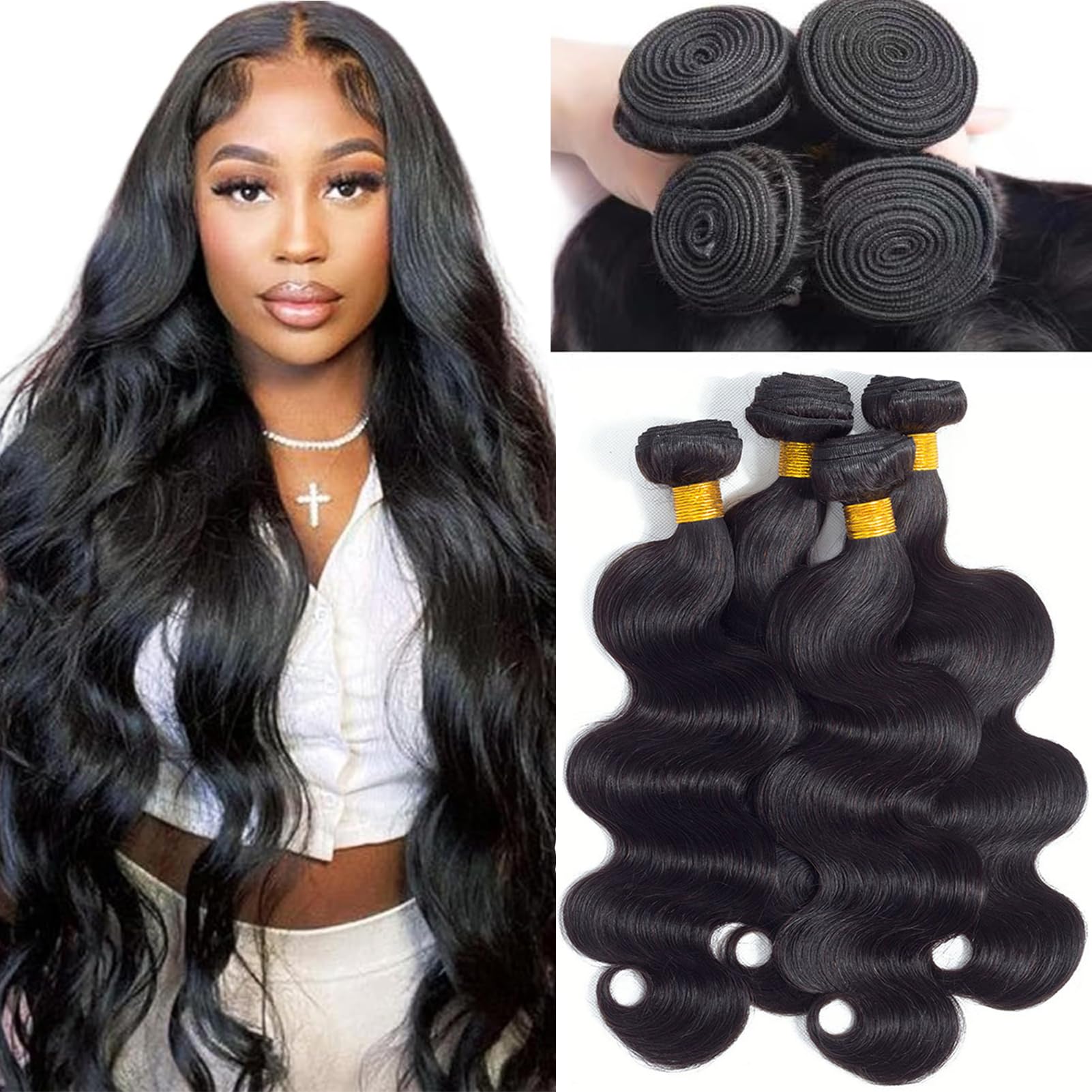 12A Body Wave Bundles Human Hair 22'' 24'' 26'' 28'' 400G 100% Unprocessed Brazilian Virgin Hair Body Wave 4 Bundles Human Hair