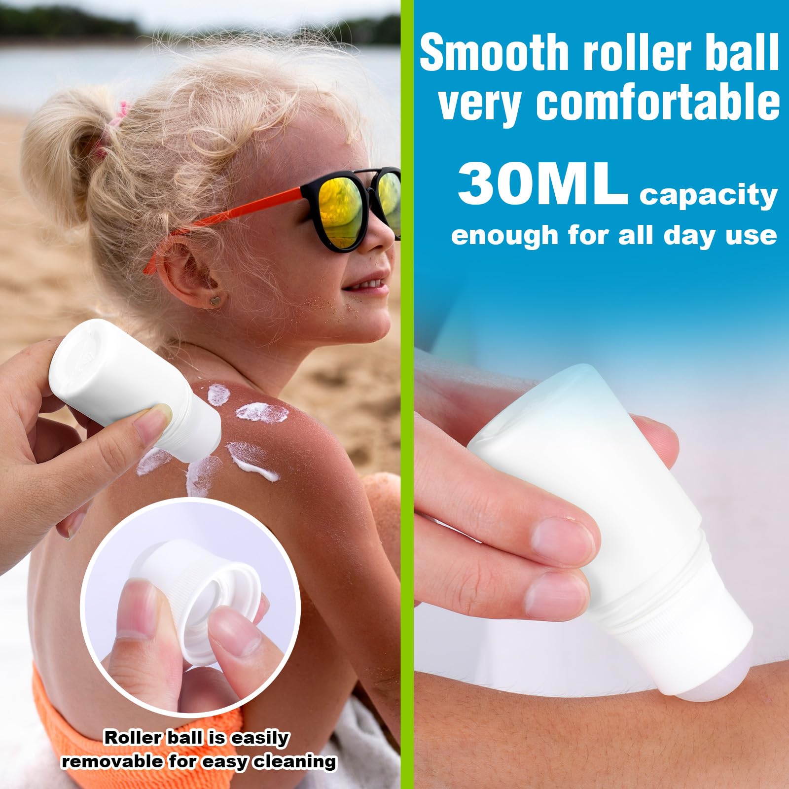 Mity Rain Sunscreen Applicator For Kids, 3Pcs Sunscreen Roller Bottle And Sunblock Buddy Brush Set, Buddies Sunscreen Applicator