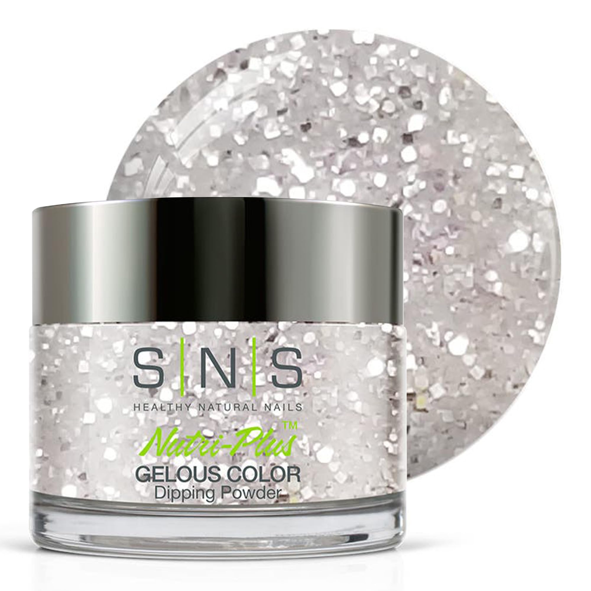 SNS Nail Dip Powder, Gelous Color Dipping Powder - Luxury Shades (Metallics/Silver, Glitter) - Long-Lasting Dip Nail Color Lasts