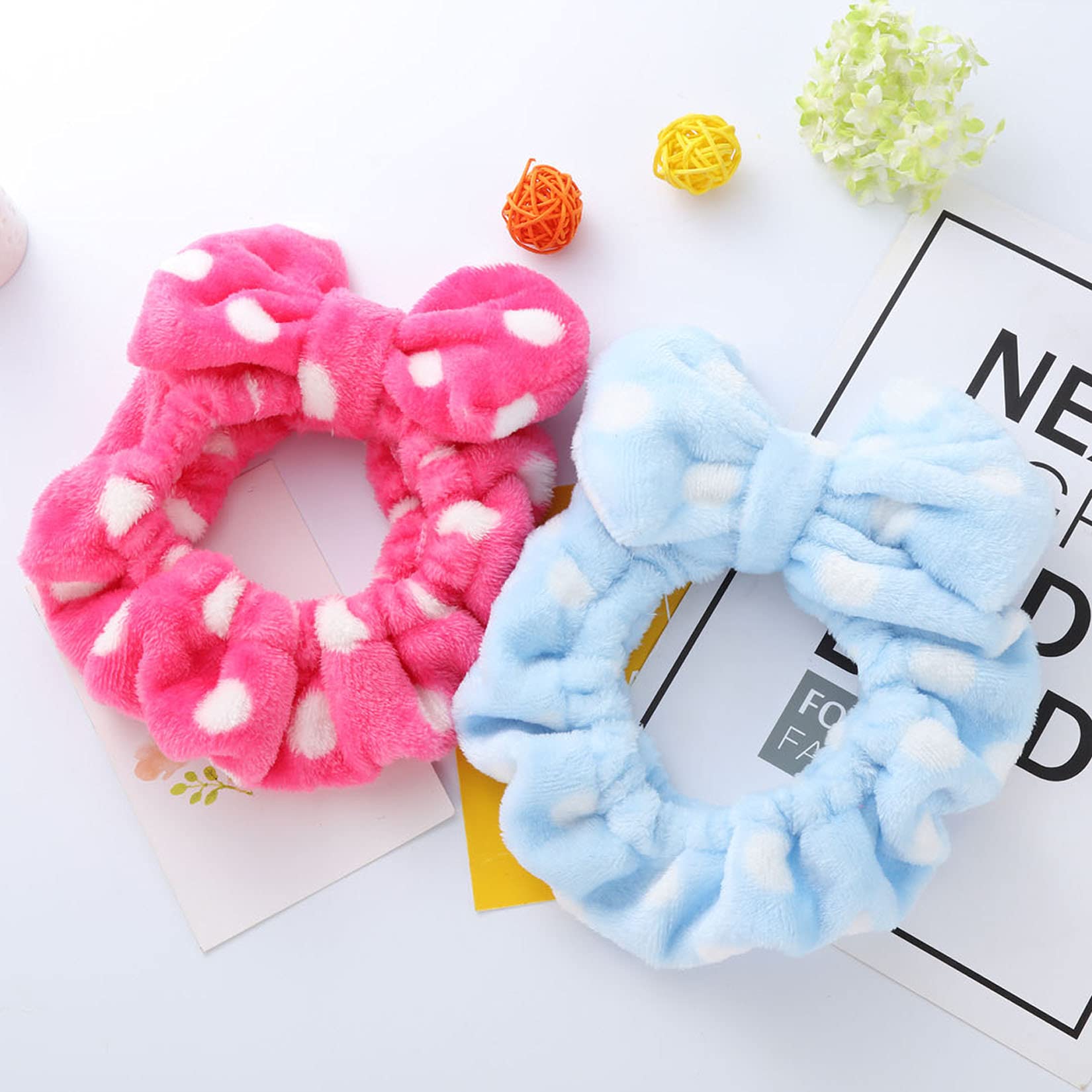 Hairizone 2 Pack Makeup Headbands For Washing Face Shower Spa, Soft And Cute Big Bow Hair Bands For Women And Girls (Light Blue/
