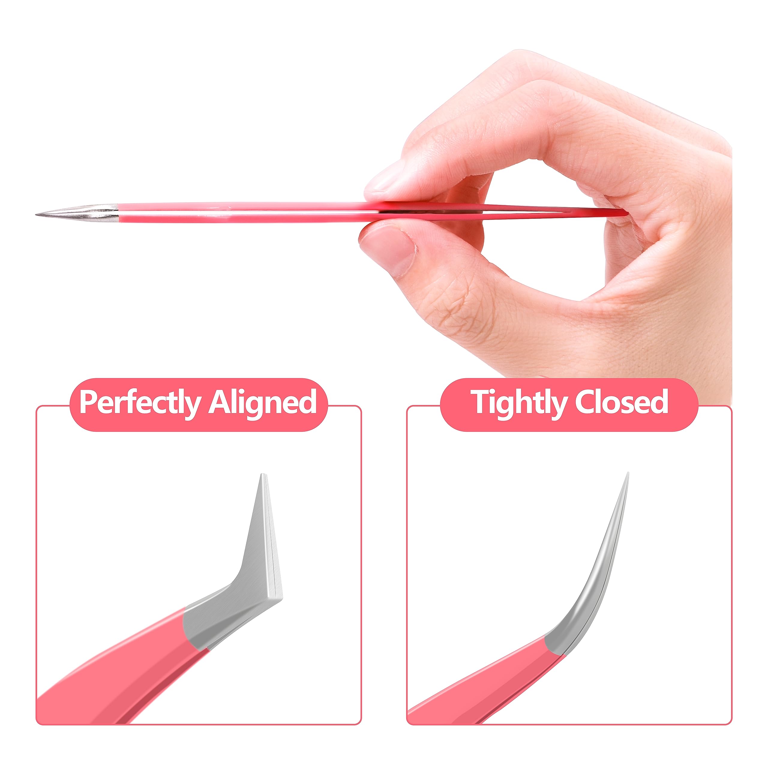 Veyes Inc Lash Tweezers For Eyelash Extensions. Fiber Tip Tweezers Kit Contains Isolation,Curved And Volume Lash Tweezers (3Pcs)