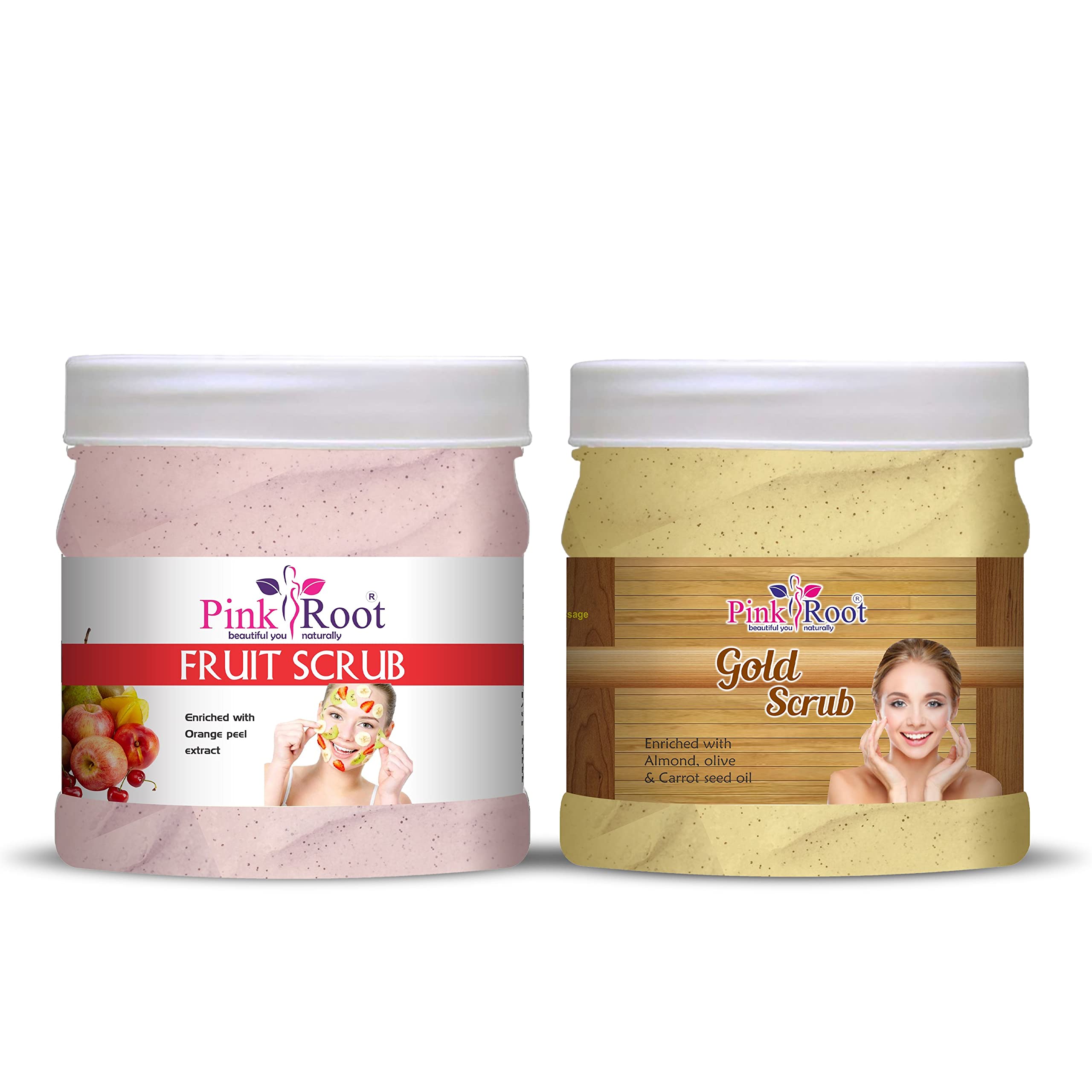 Pink Root Gold Scrub 500Gm With Fruit Scrub 500Gm