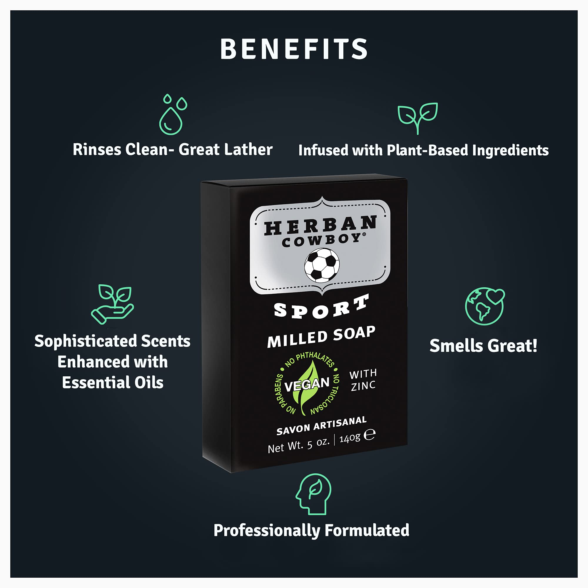 Herban Cowboy Bar Soap, Sport, 5 Ounce