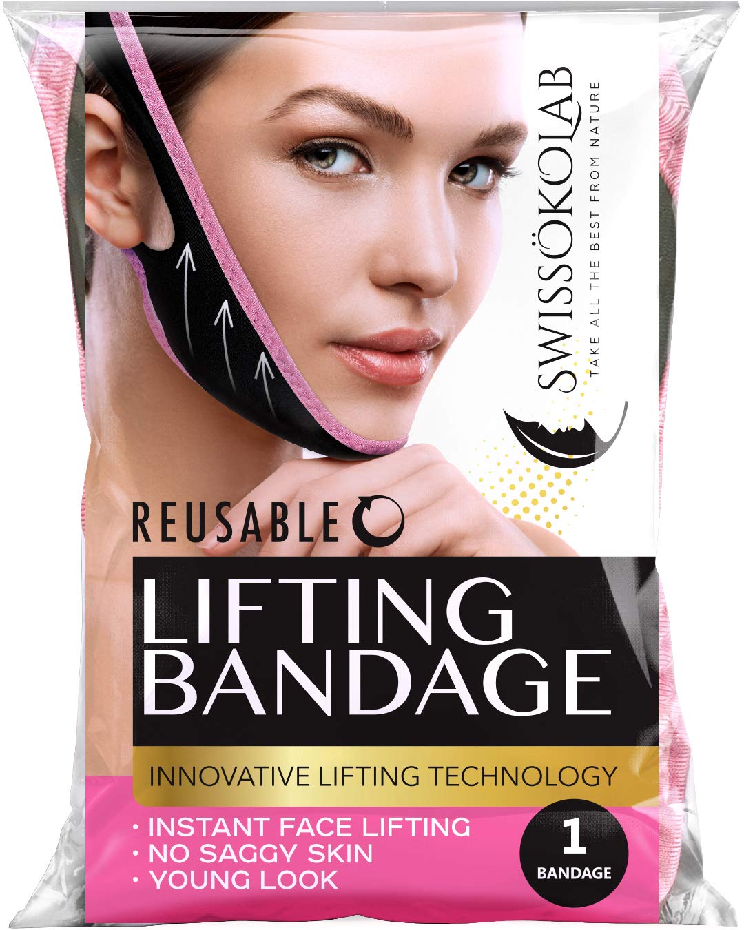 Swissokolab Reusable Face Slimming Strap Double Chin Reducer V Line Mask Chin Up Patch Chin V Up Contour Tightening Firming Tape