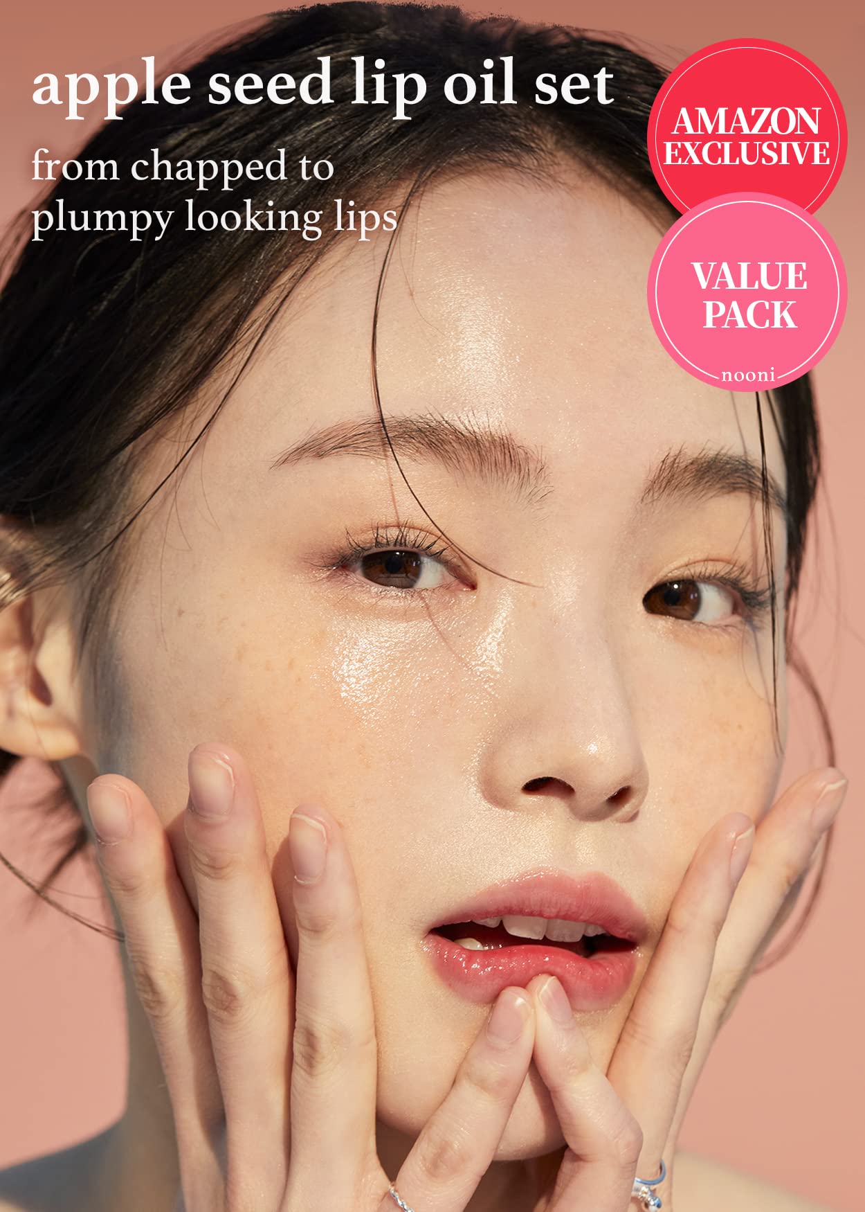 Nooni Appleseed Lip Oil Set - Appleberry & Applecherry | With Apple Seed Oil, Lip Oil Duo, Lip Stain, Long-Lasting, Plumping, Gi