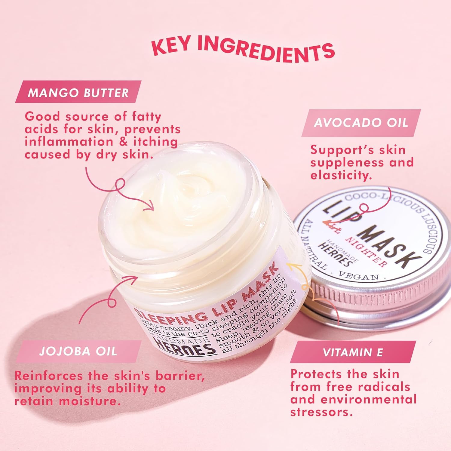 100% Natural Lip Butter Sleeping Lip Mask, Overnight Lip Moisturizer and Conditioner for Dry Lips. Intensive Lip Balm and Lip Th
