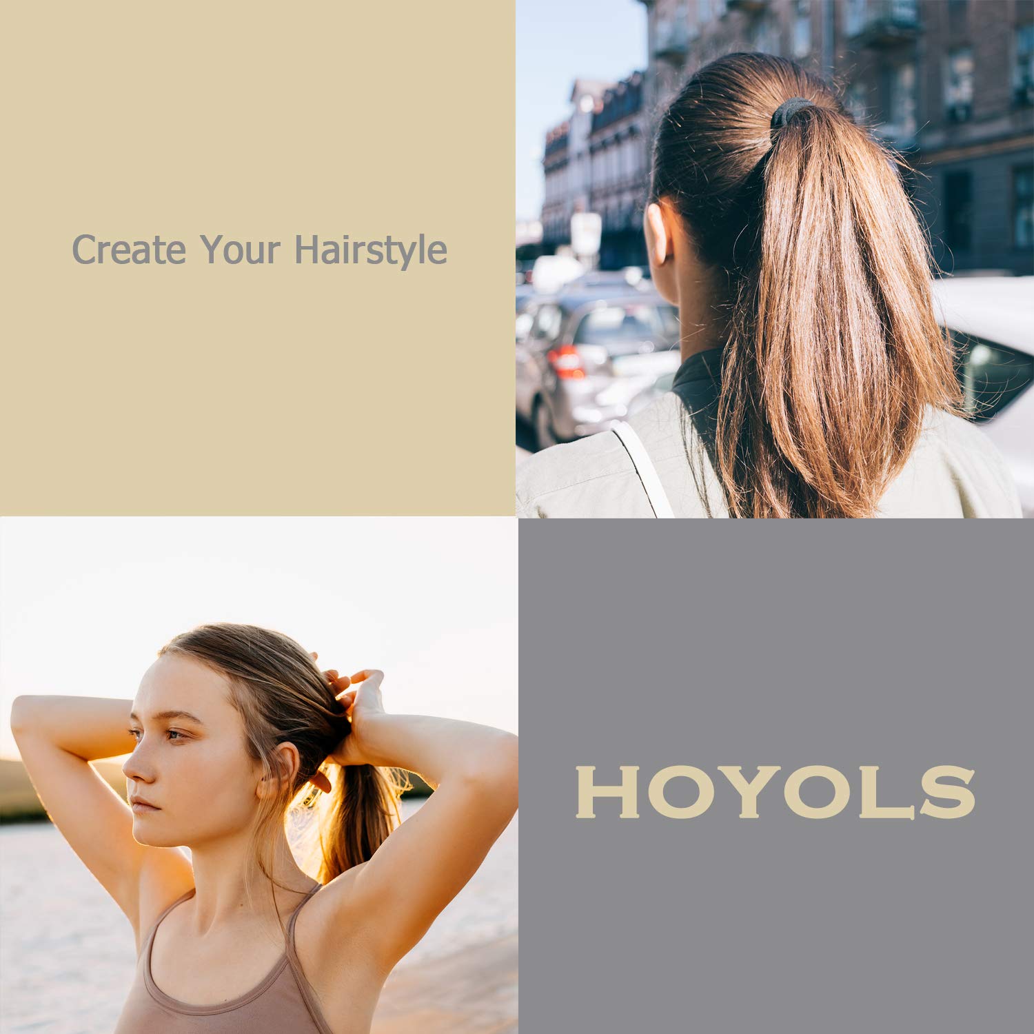 HOYOLS Large Thick Hair Ties, Large Cotton Stretch, Ponytail Holder Seamless Hair Bands Scrunchies Accessories for Women Mens Ha