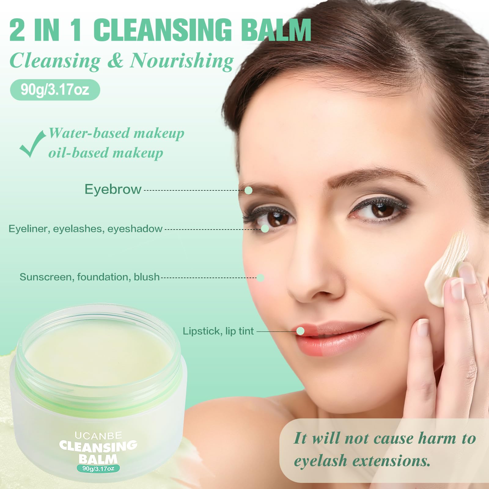 Ucanbe Cleansing Balm Makeup Remover, 3.17Oz Cleansing Balm + 4Pcs Large Size Makeup Remover Cloths, Makeup Cleansing Balm For W
