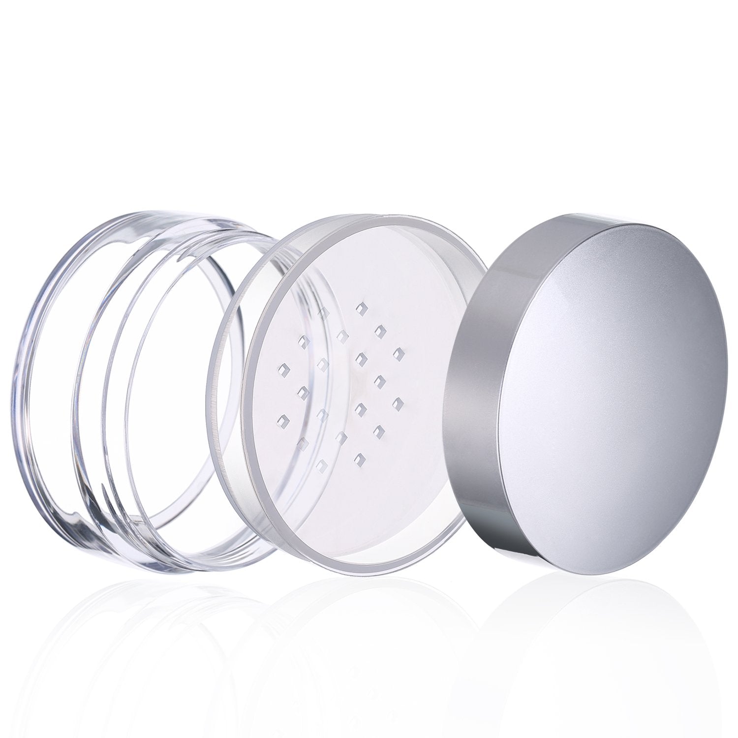 Hotop 3 Pieces 50 ml Plastic Empty Powder Case Face Powder Makeup Jar Travel Kit Blusher Cosmetic Makeup Containers with Sifter