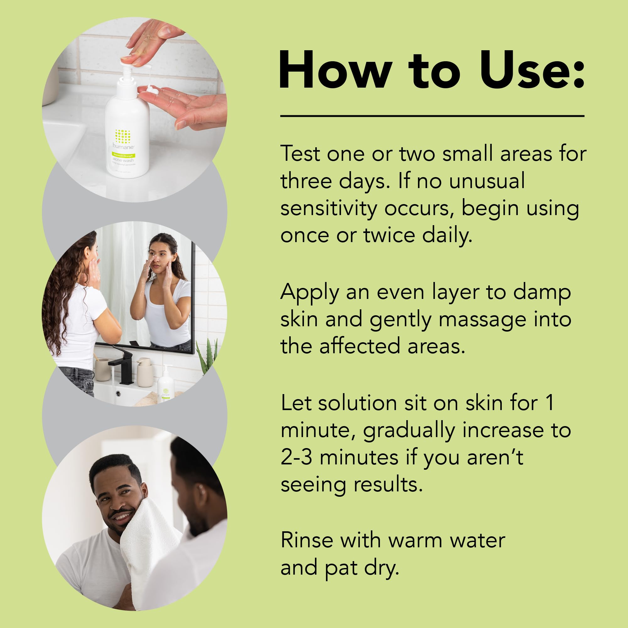 Humane Maximum-Strength Acne Wash - 10% Benzoyl Peroxide Acne Treatment For Face, Skin, Butt, Back And Body - 8 Fl Oz - Dermatol