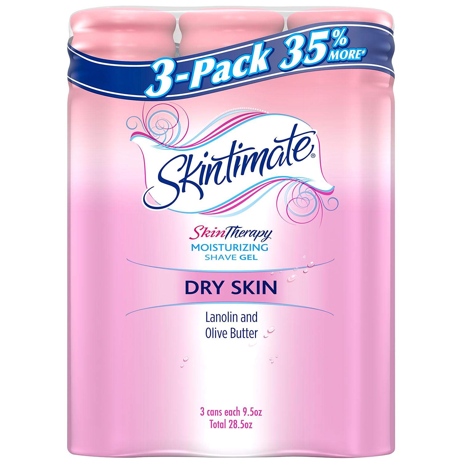 Skintimate SkinTherapy Moisturizing Shave Gel for Dry Skin, Lanolin & Olive Butter (9.5 oz., 3 pk.)
