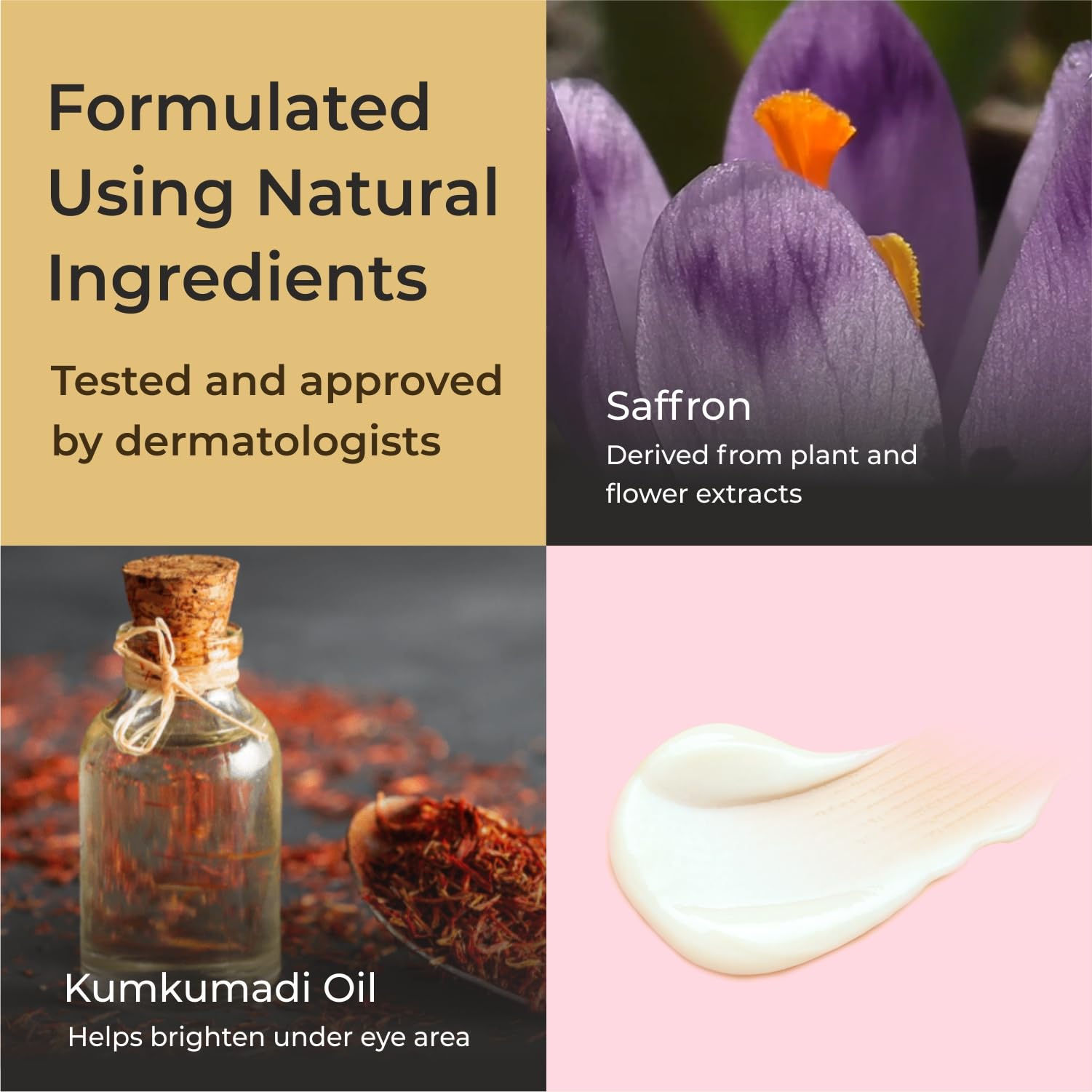 Auravedic Kumkumadi Under Eye Cream for Dark Circles | Reduces Puffiness, Bags & Wrinkles with Saffron Oil | Soothes Tired Eyes