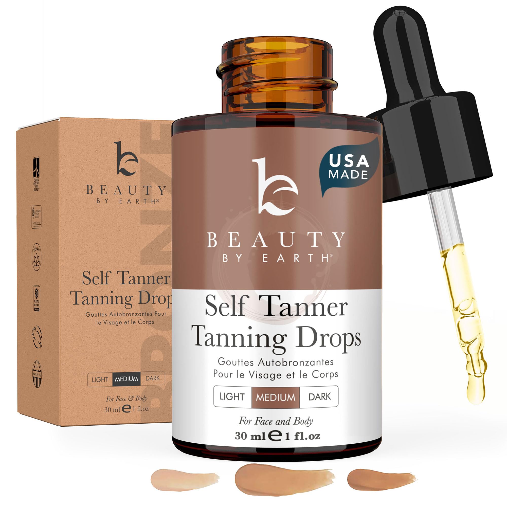 Self Tanning Drops - Face Self Tanner Drops Medium Color - Bronzer Drops - Self Tanner For Face - Self Tanner Face Tanner - Face