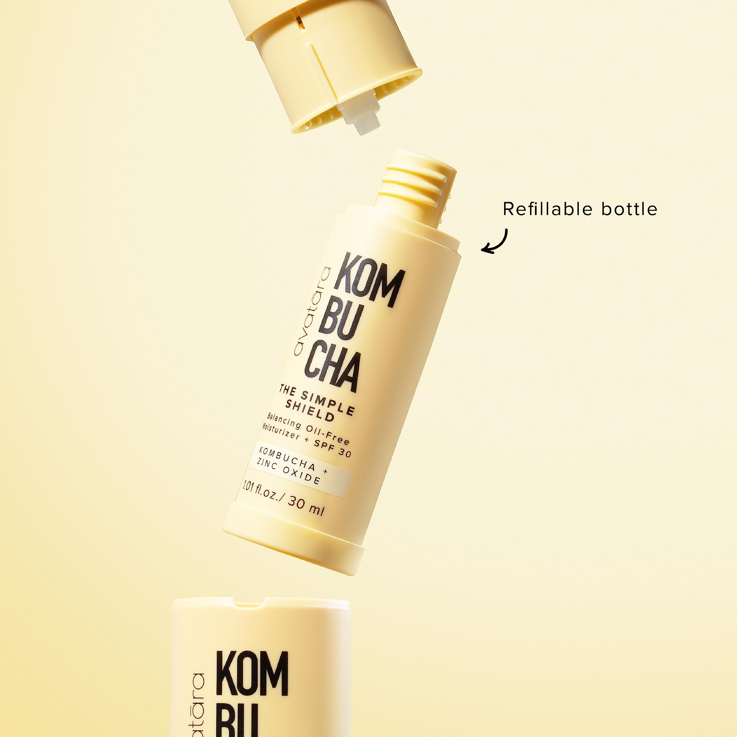 Avatara - Kombucha The Simple Shield Face Sunscreen, Zinc Oxide SPF Moisturizer Face Sunscreen, Face Moisturizer with BHA and Hy