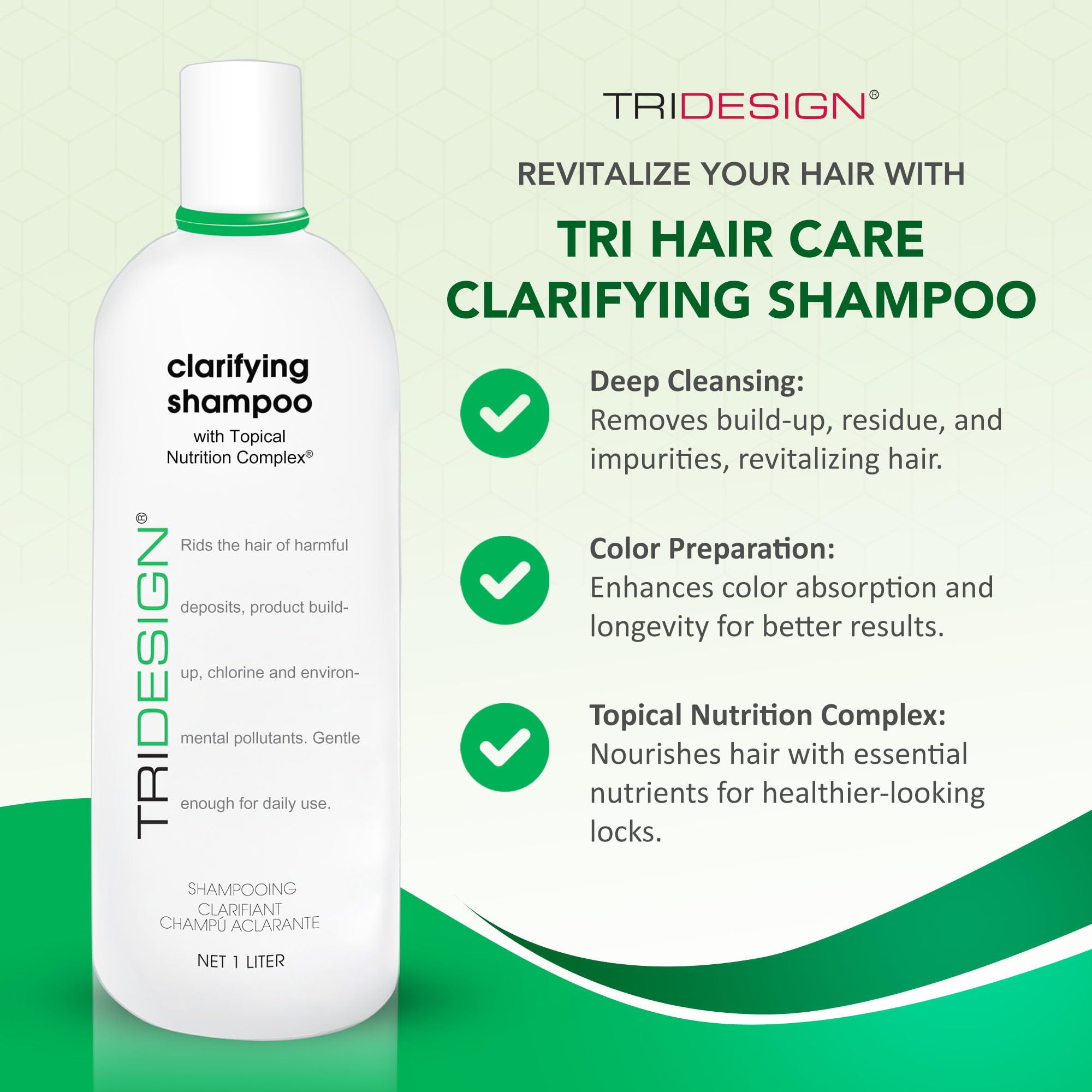 Tri Design Clarifying Shampoo - Designed To Removes Build Up For All Hair Types - Clarifying Shampoo For Curly, Fine, And Color