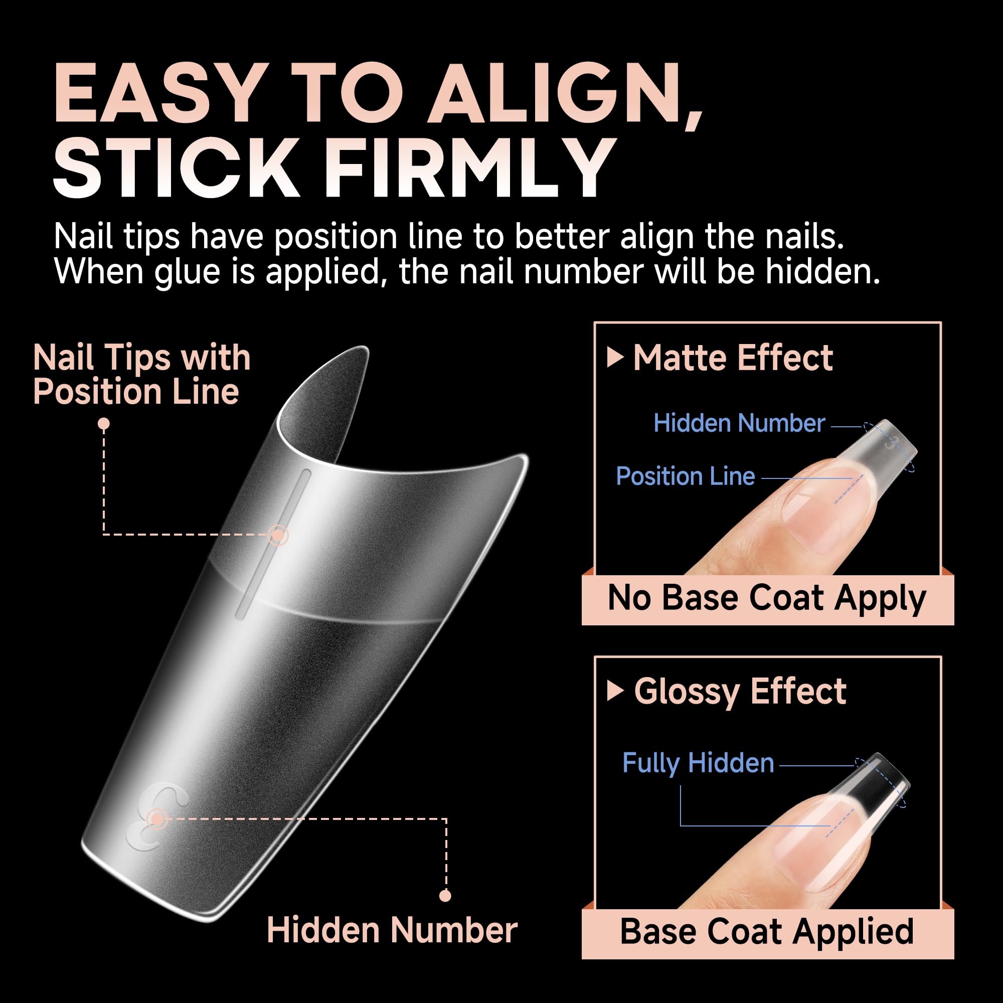 Una Gella Medium Square Gel X Nails - 504Pcs Full Matte Square Gel X Tips Half Cover Clear False Nails Tips No C Curve With Posi