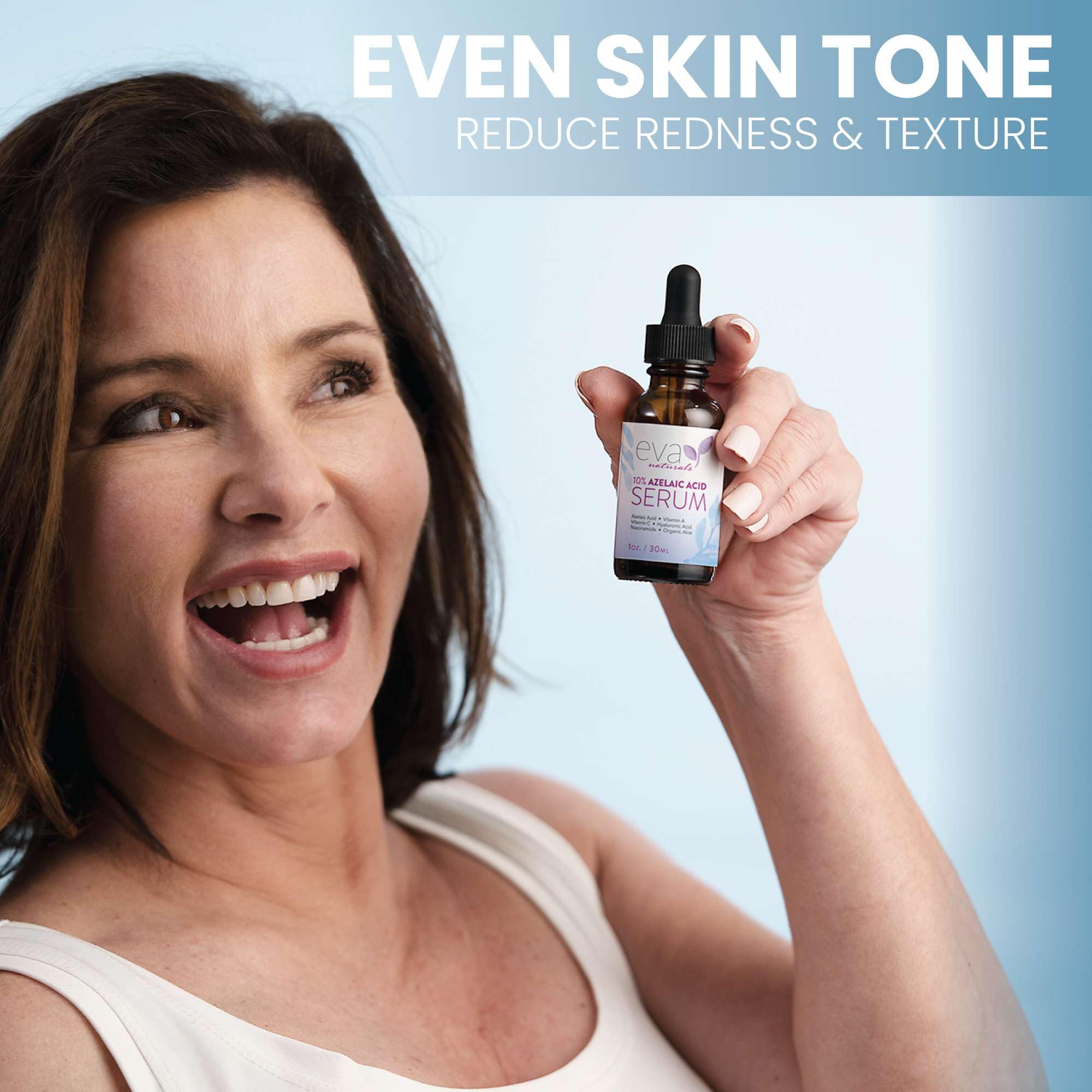 Eva Naturals Azelaic Acid Serum for Face - Niacinamide, Hyaluronic Acid, Vitamins A+C+E - Redness Relief, Dark Spots, Uneven Ski