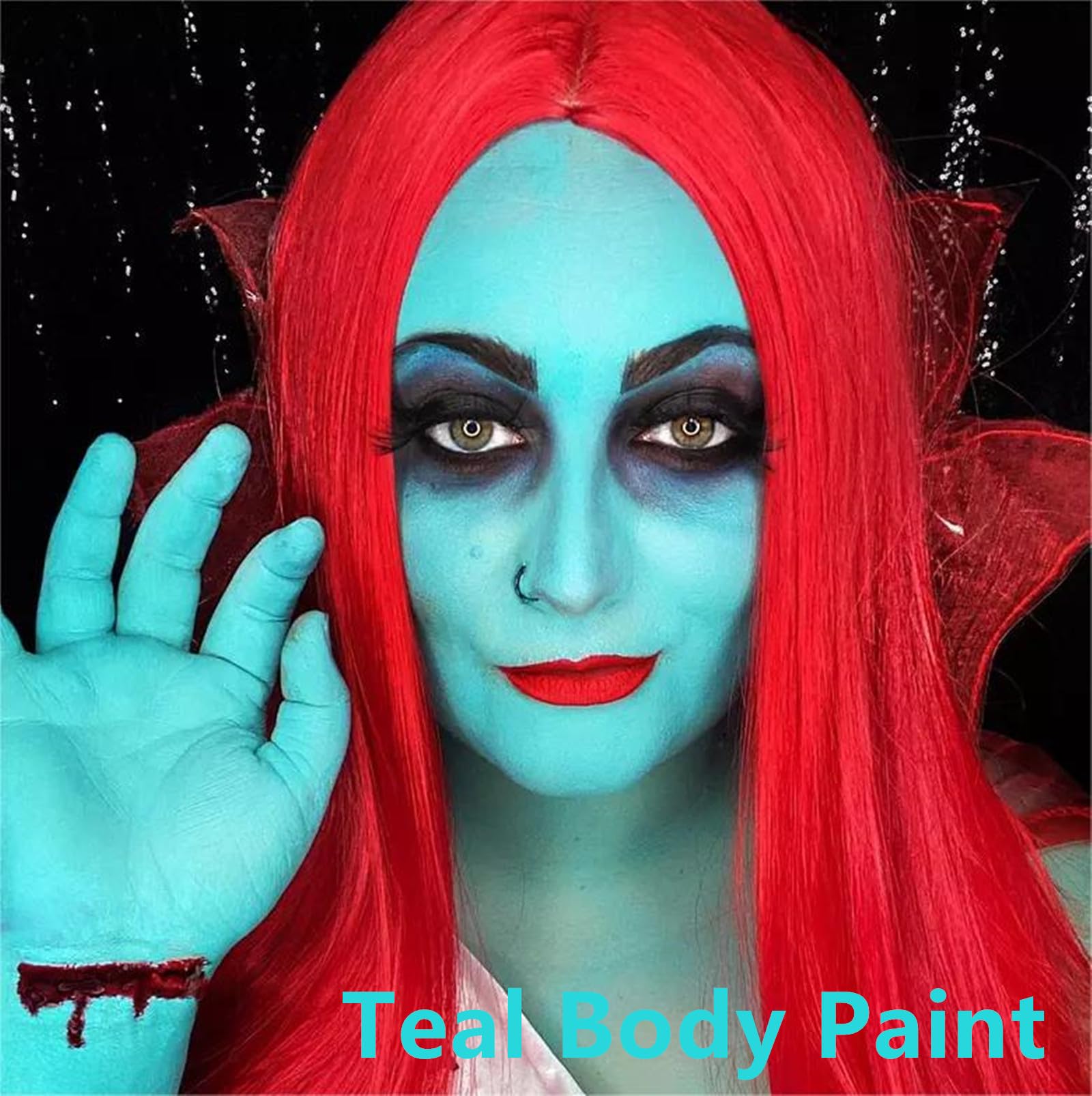 Go Ho Teal Face Body Paint Washable(2.37 Oz),Water Based Cream Teal Face Paint,Teal Body Paint For Sfx Cosplay Costumes Festival