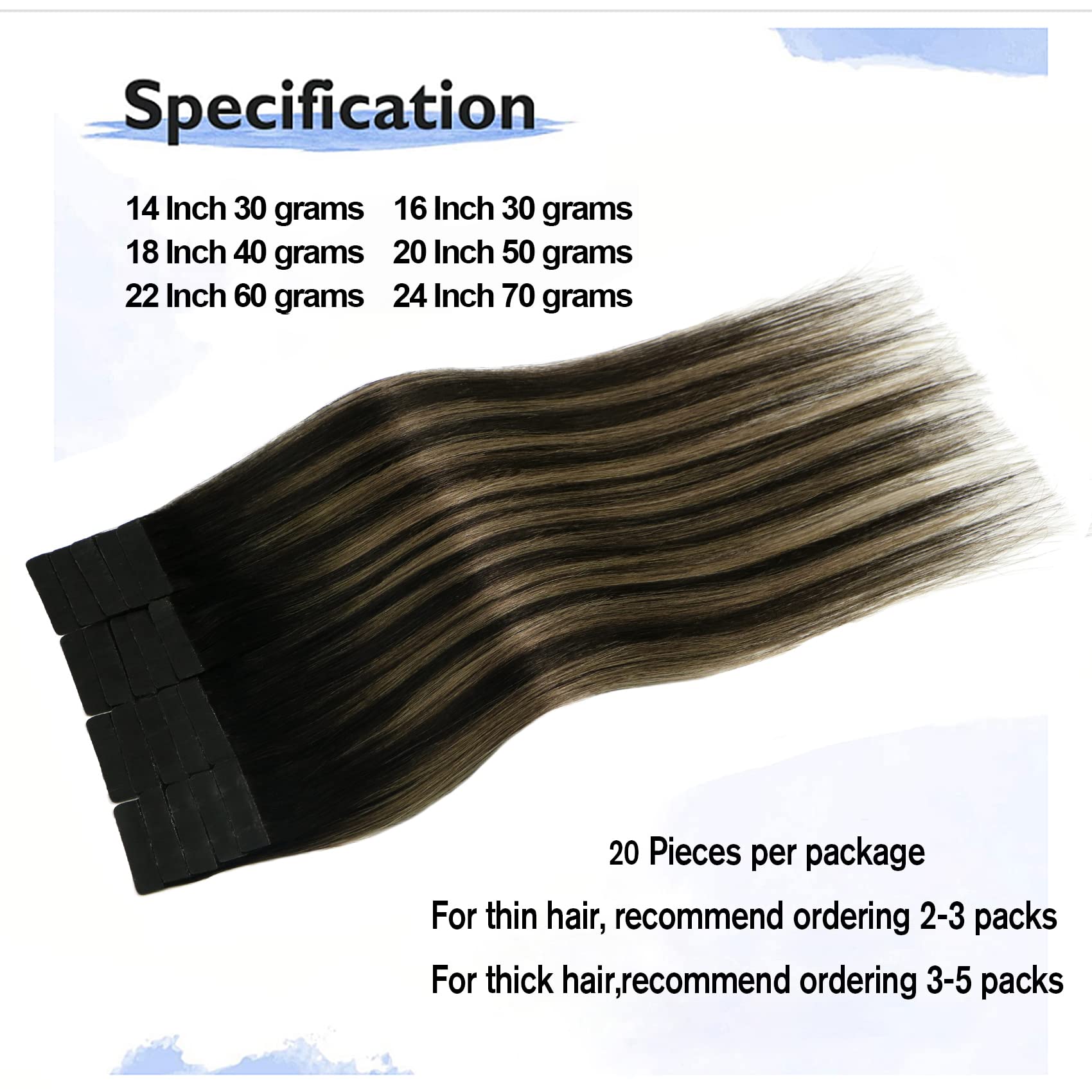 Tape In Hair Extensions 1Bt6P1B Natural Black To Chestnut Brown 100% Remy Human Hair Extensions Silky Straight For Fashion Women