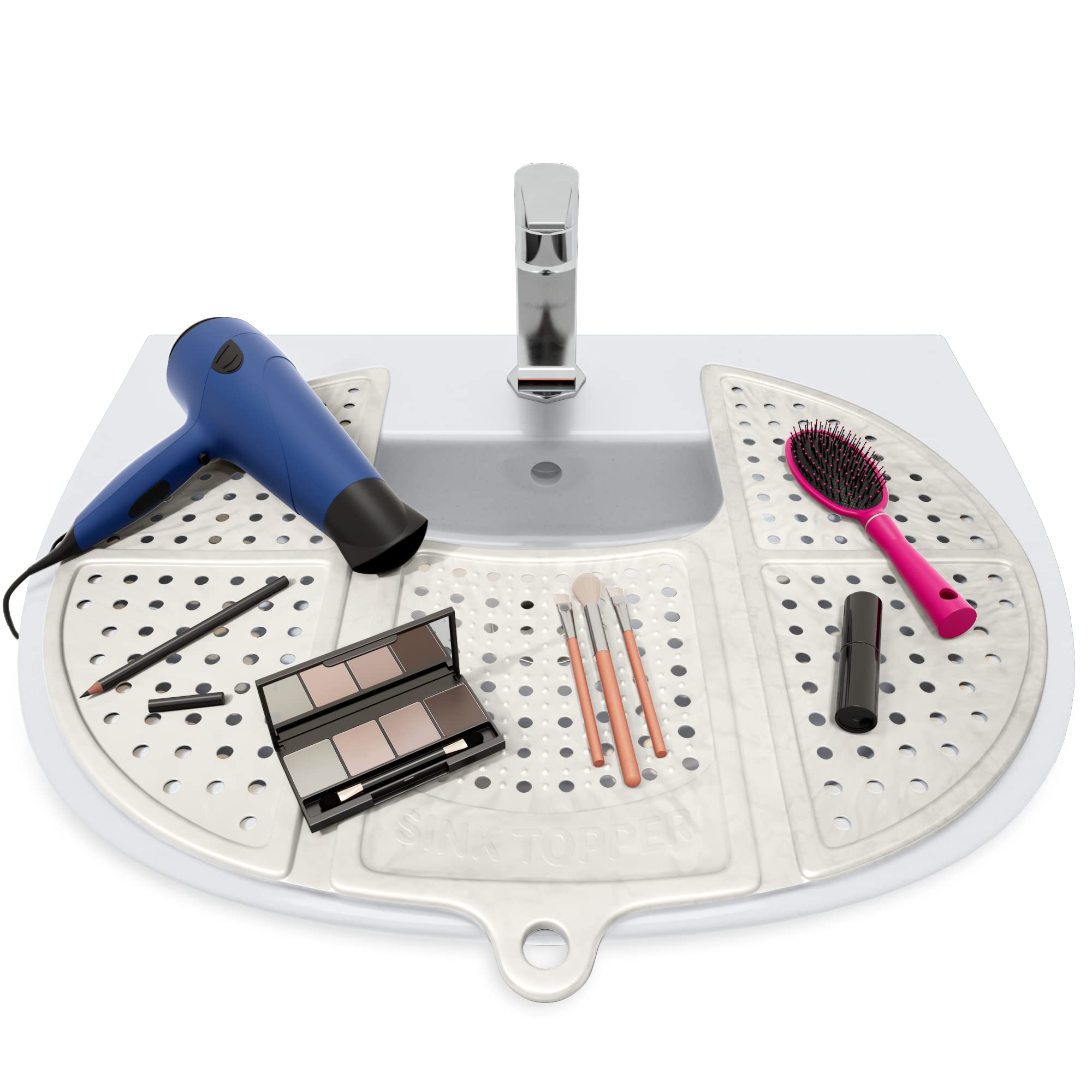 Sink Topper - Compact Foldable With Hanging Loop, Silicone Beauty Makeup Brush Cleaning Mat, Heat Resistant For Beauty Tools, Ba