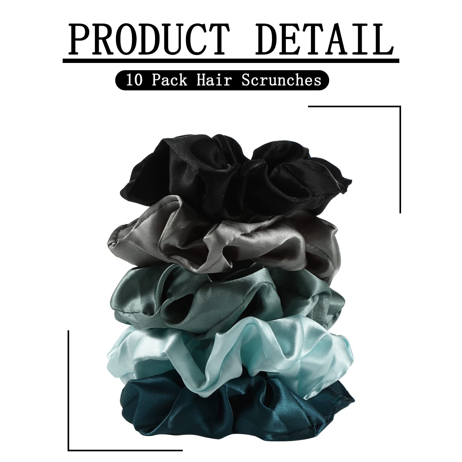 10 Pieces Satin Scrunchies Hair Ties Silky Small Elastic Hair Bobbles Ponytail Holders Curly Hair Accessories For Women Girls Ki