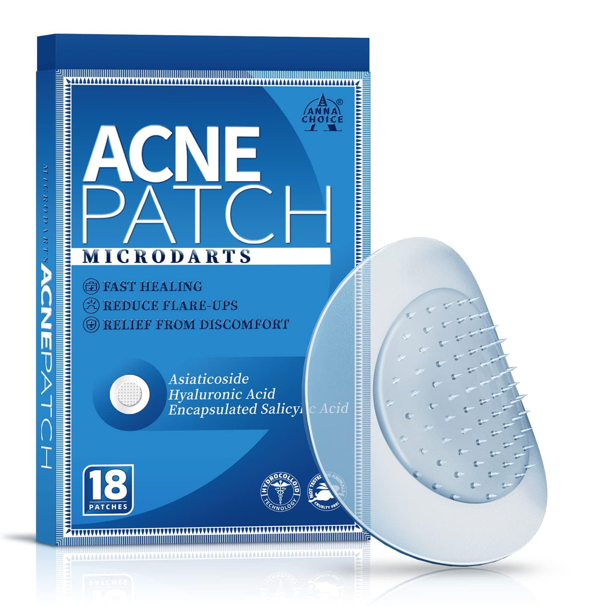 AnnaChoice Microdarts Acne Patches For Face, with Hyaluronate,Salicylic Acid-Hydrocolloid pimple patch Cute-18 patches