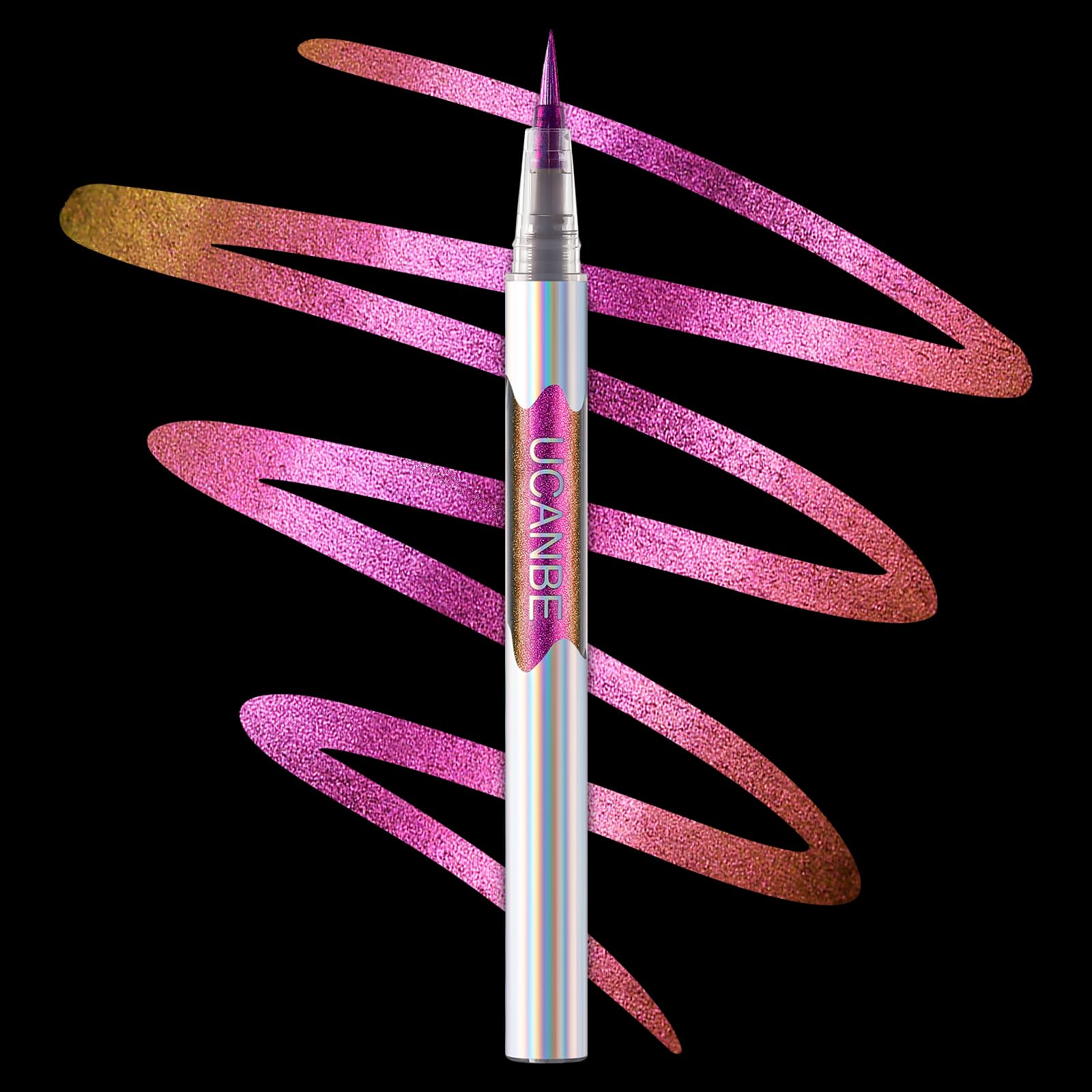 Ucanbe Chameleon Liquid Eyeliner - Purple Yellow, Multi-Chrome Metallic Shift Eyeliner, Waterproof Glitter Eyeliner With Soft Fi