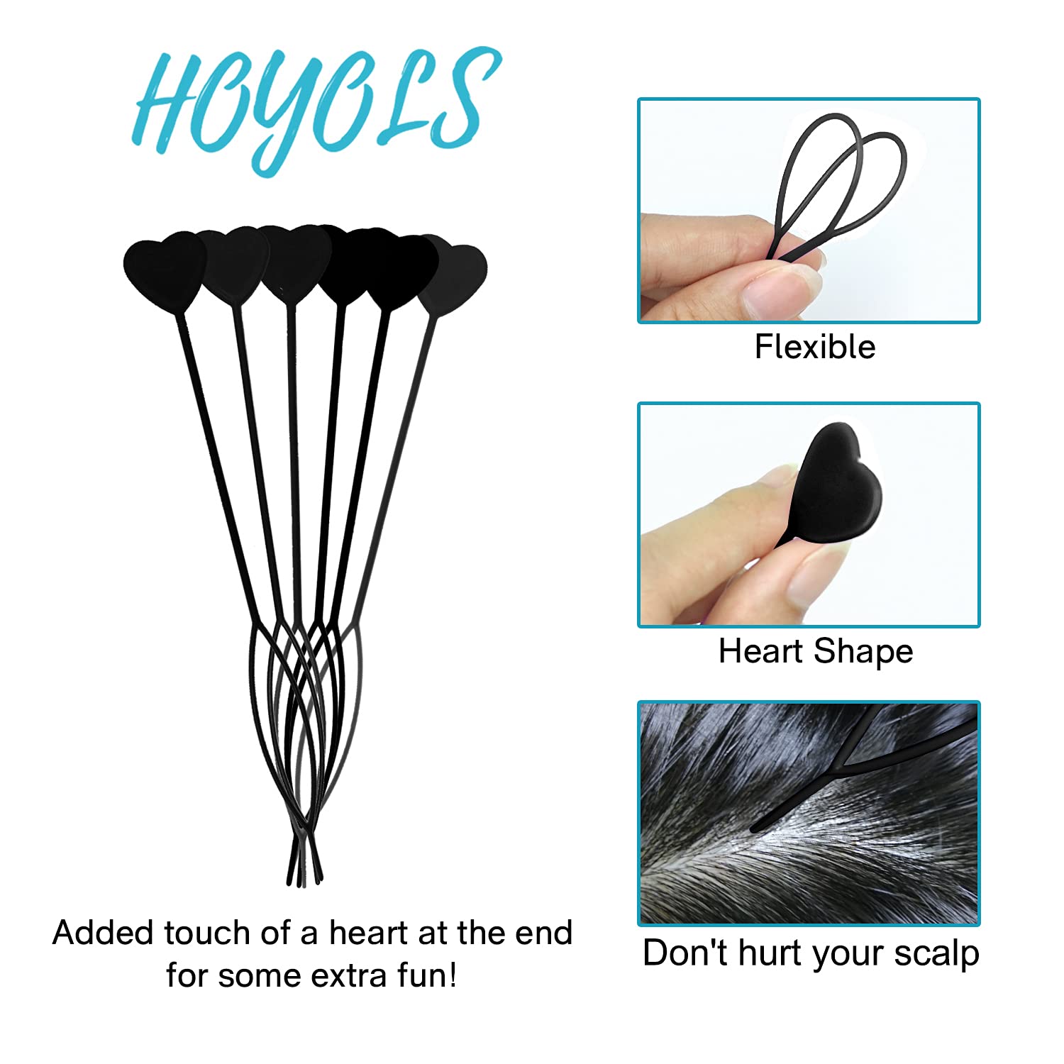 Hoyols 12pcs Quick Topsy Tail Hair Beader Tool for Braiding Hair Beads on Braids Threader Braider Loop Tool for Kids Girls Strin