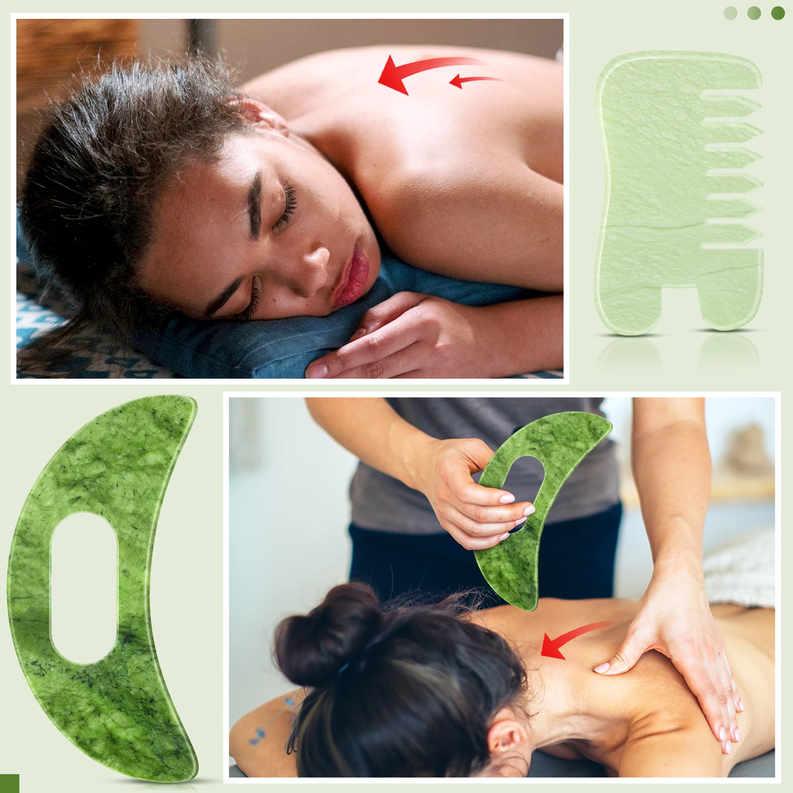 BBTO 2 Pcs Jade Comb for Scalp Massage Gua sha Comb for Head Body spa Hair Multifunctional Handheld Massage Tools(Fashion, Class