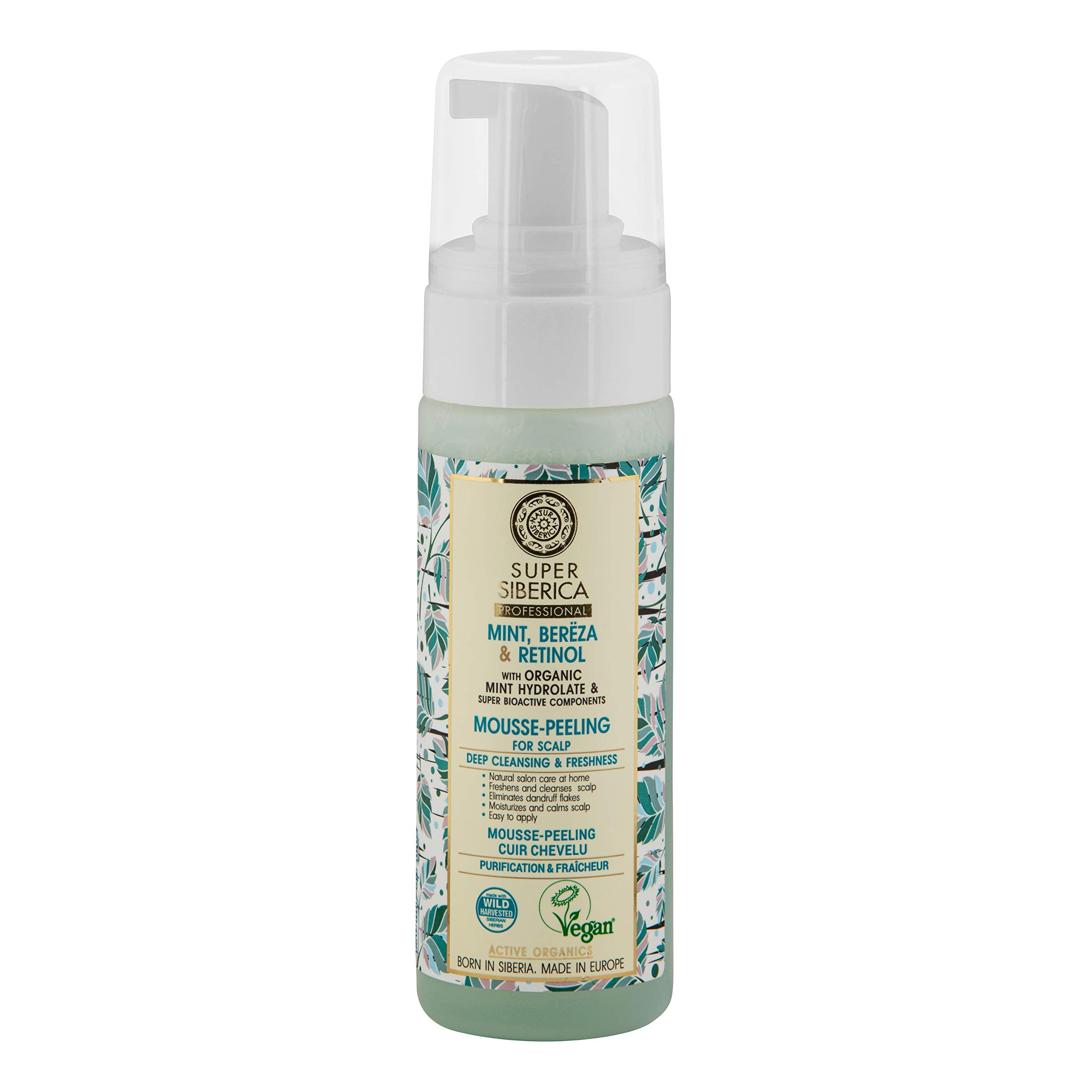 Natura Siberica Super Mint, bereza & retinol. Moussepeeling for scalp, 170 ml