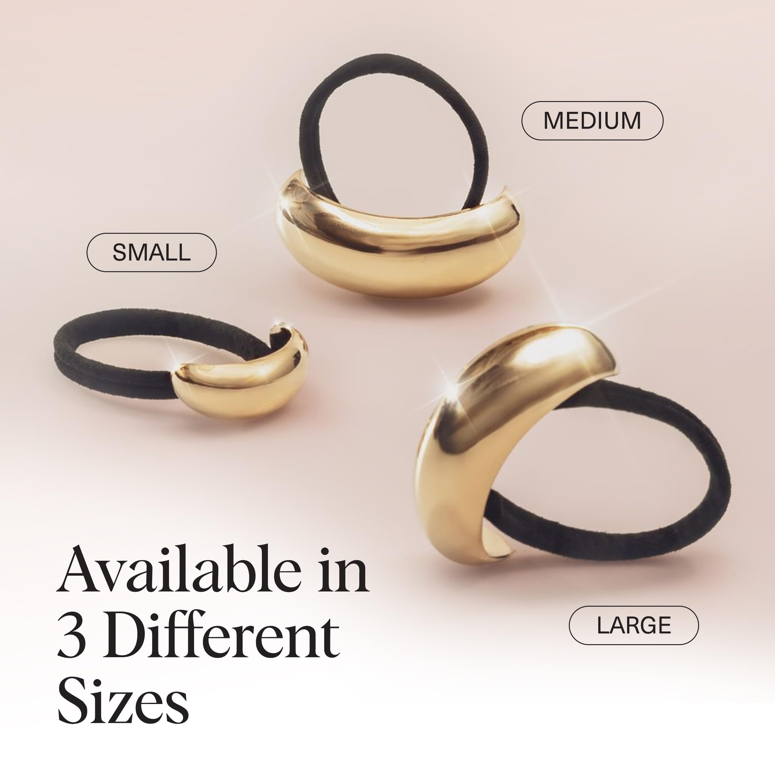 Kitsch Gold Hair Cuffs - Metal Ponytail Holder for Women, Medium Size, Durable and Elegant Hair Accessory