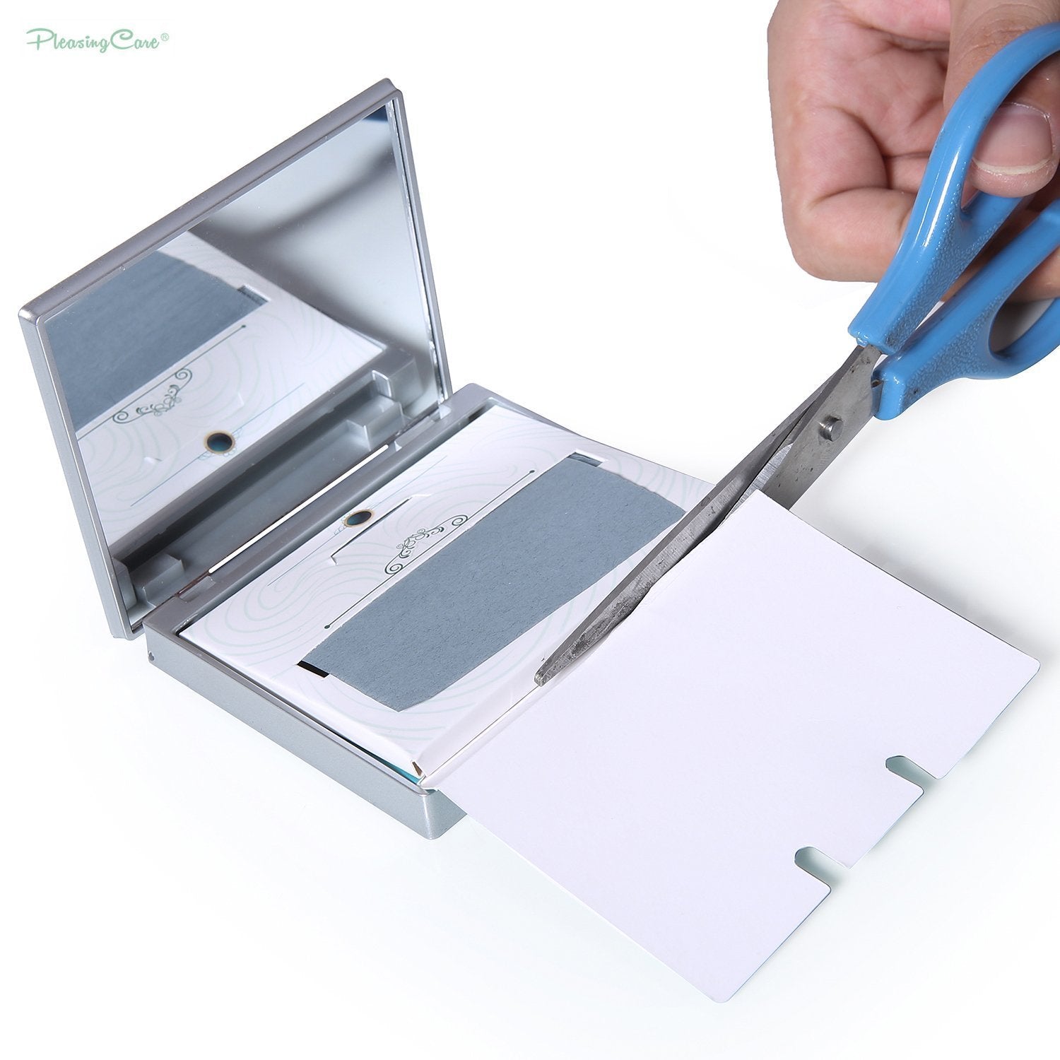 Makeup Mirror With Facial Oil Blotting Paper Sheets - Bamboo Charcoal 100 Counts, Silver Compact Folding Cosmetic Travel Mirror