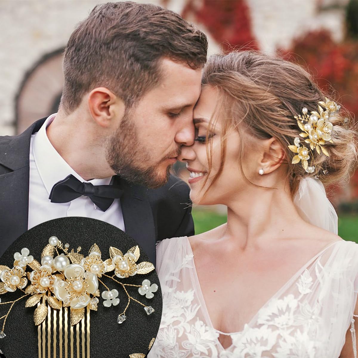 5 Pieces Gold Leaf Hair Pins Flower Pearl Hair Forks Bridal Hair Clips Headpiece Vintage Wedding Hair Accessories For Women Girl