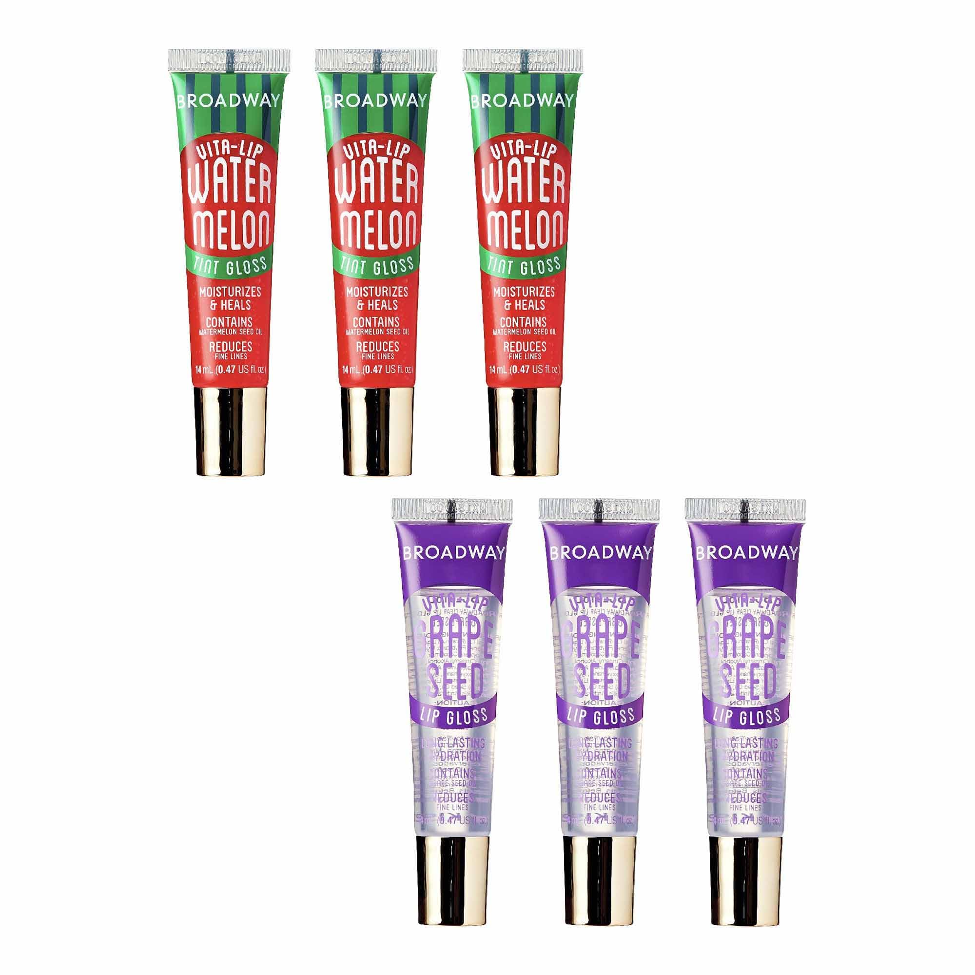 Ruby Kisses Broadway Lip Gloss Vita-Lip Clear Lip Gloss, Moisturizing, Soothing, Super Glossy With Vitamin Oil (Watermelon 3Pcs