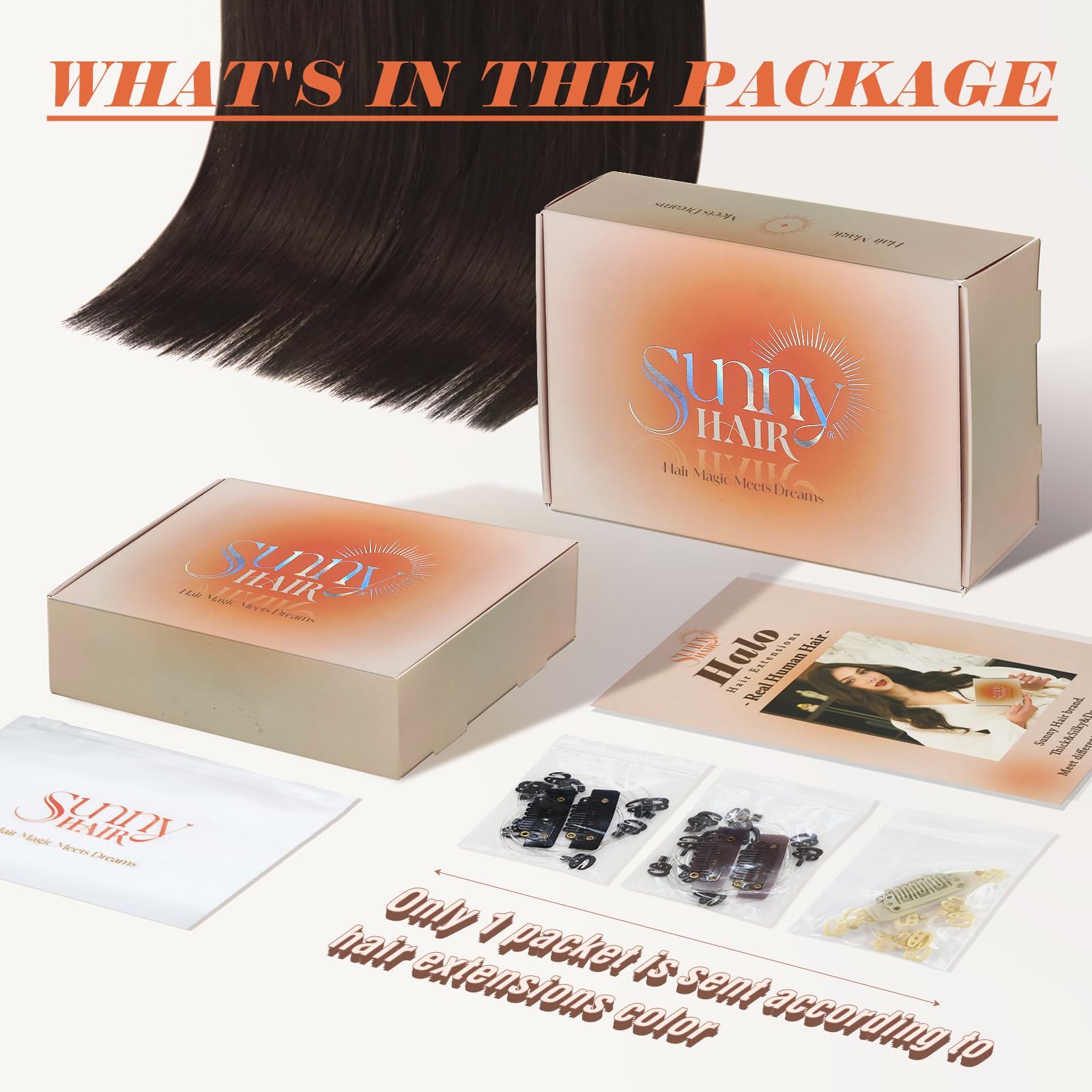 Sunny Wire Hair Extensions Real Human Hair Fish Line Human Hair Extensions Invisible Wire Extensions Dark Brown #4 16 Inch