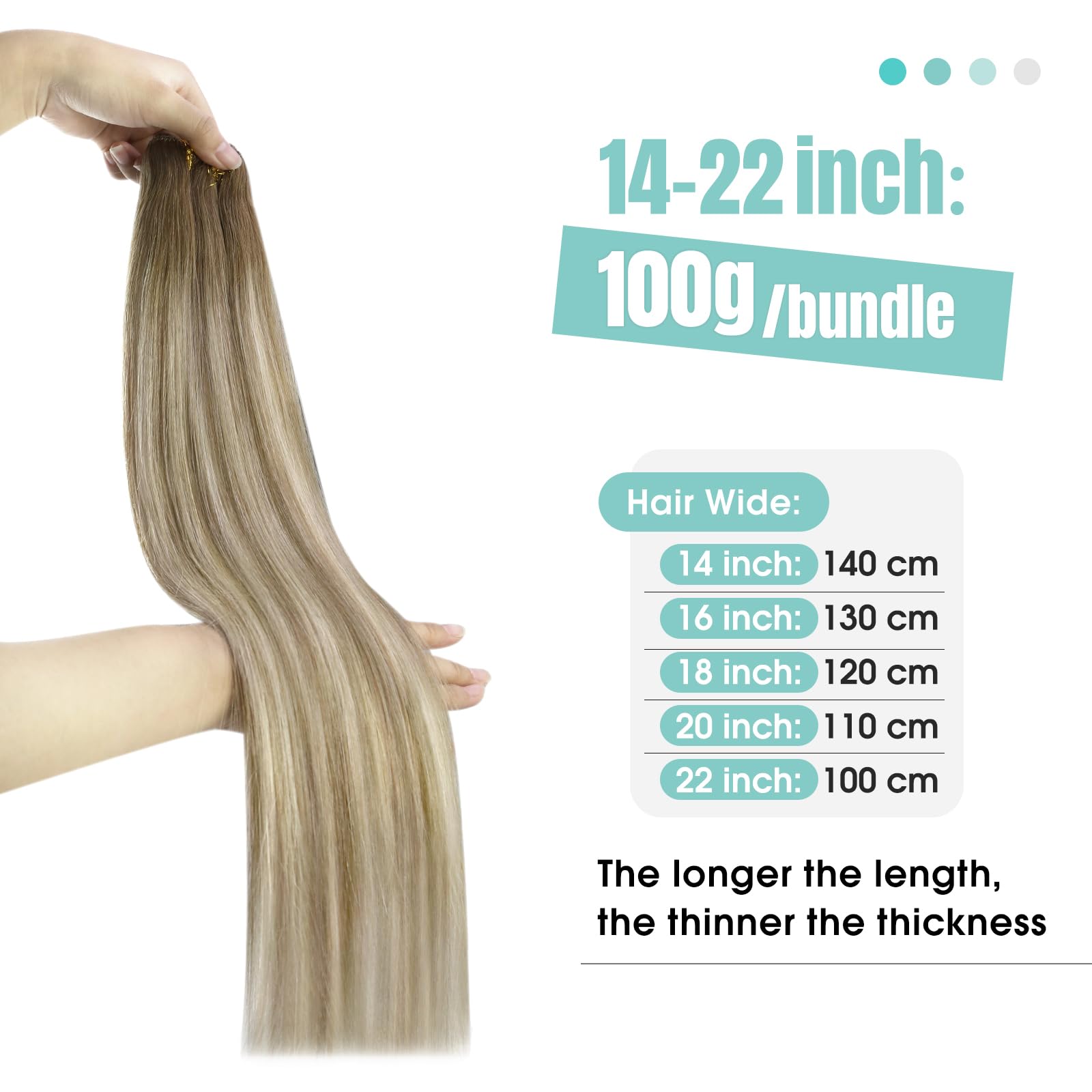 Youngsee 100G 14Inch Weft Hair Extensions Balayage Sew In Hair Extensions Medium Brown Fading To Brown Mix Platinum Straight Wef