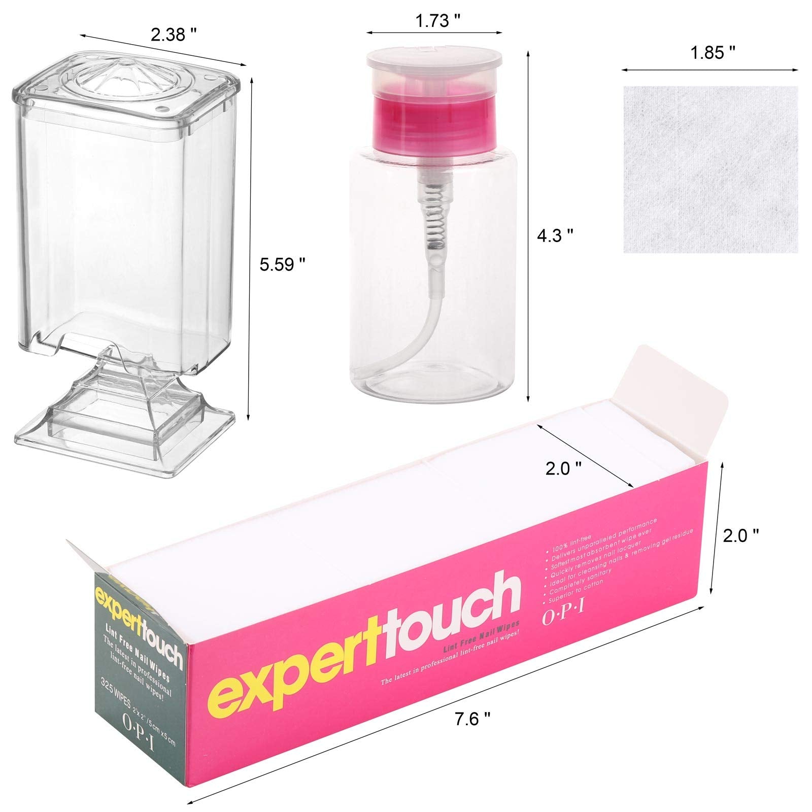 3 Pack Lint Free Nail Wipes Polish Remover Acrylic Gel Nail With 1 Pump Bottle Dispenser And 1 Cotton Pads Holder