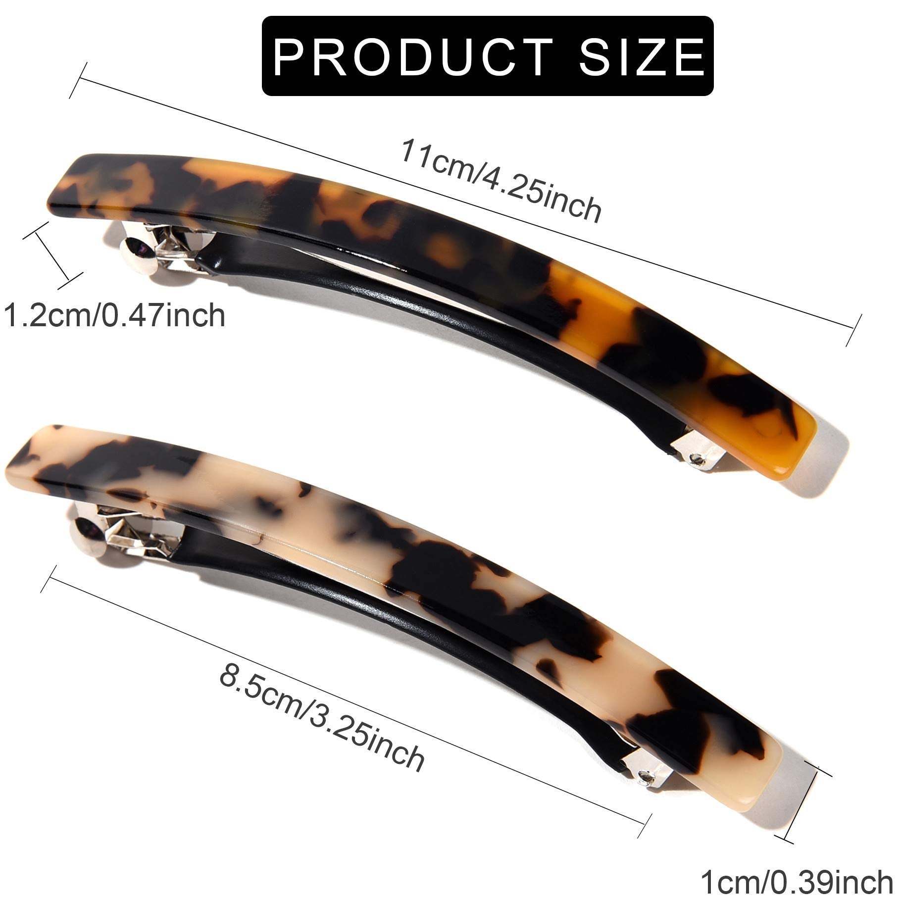 Fsmiling Large Hair Barrettes For Women, 4Inch Tortoise Hair Barrette,Acetate French Hair Clips Barrettes For Thick Hair,4Pcs