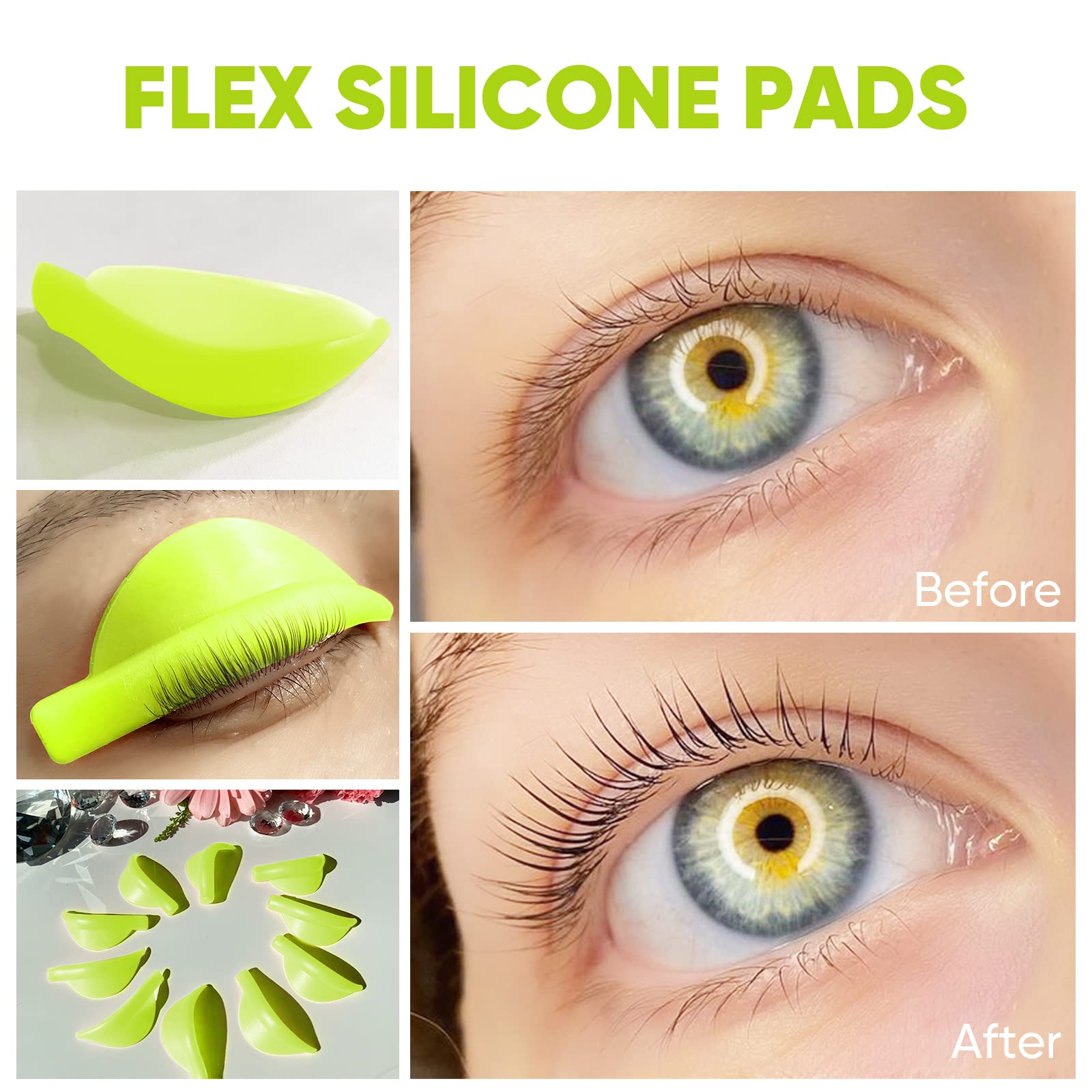 Silicone Curler Pad, PERMANIA 10Pcs/5sizes for Lash Perm Kit Reusable Soft C & D Curls Eyelash Lifting Rod Makeup Beauty Tool La