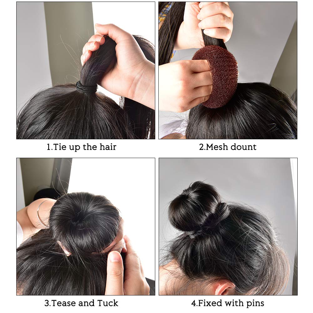 Donut Bun Maker, MORGLES Bun Maker for Hair Ring Style Bun Maker Set with 4PCS Donut Bun 10PCS Black Hair Pins