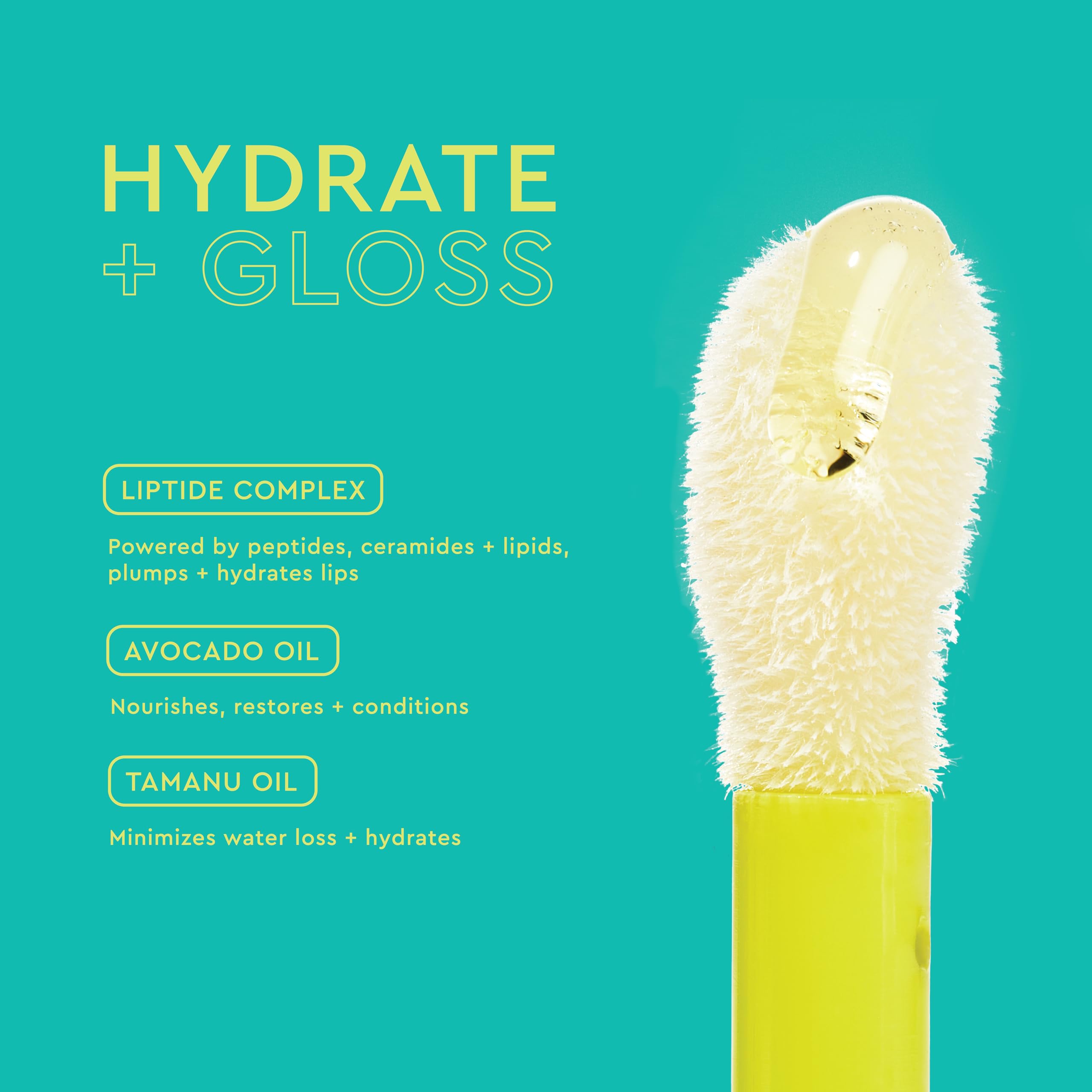 BYOMA Liptide Lip Oil - Glossy, Non-Sticky Gloss - Peptide Lip Treatment with Peptides, Avocado & Tamanu Oils - Softens, Plumps,