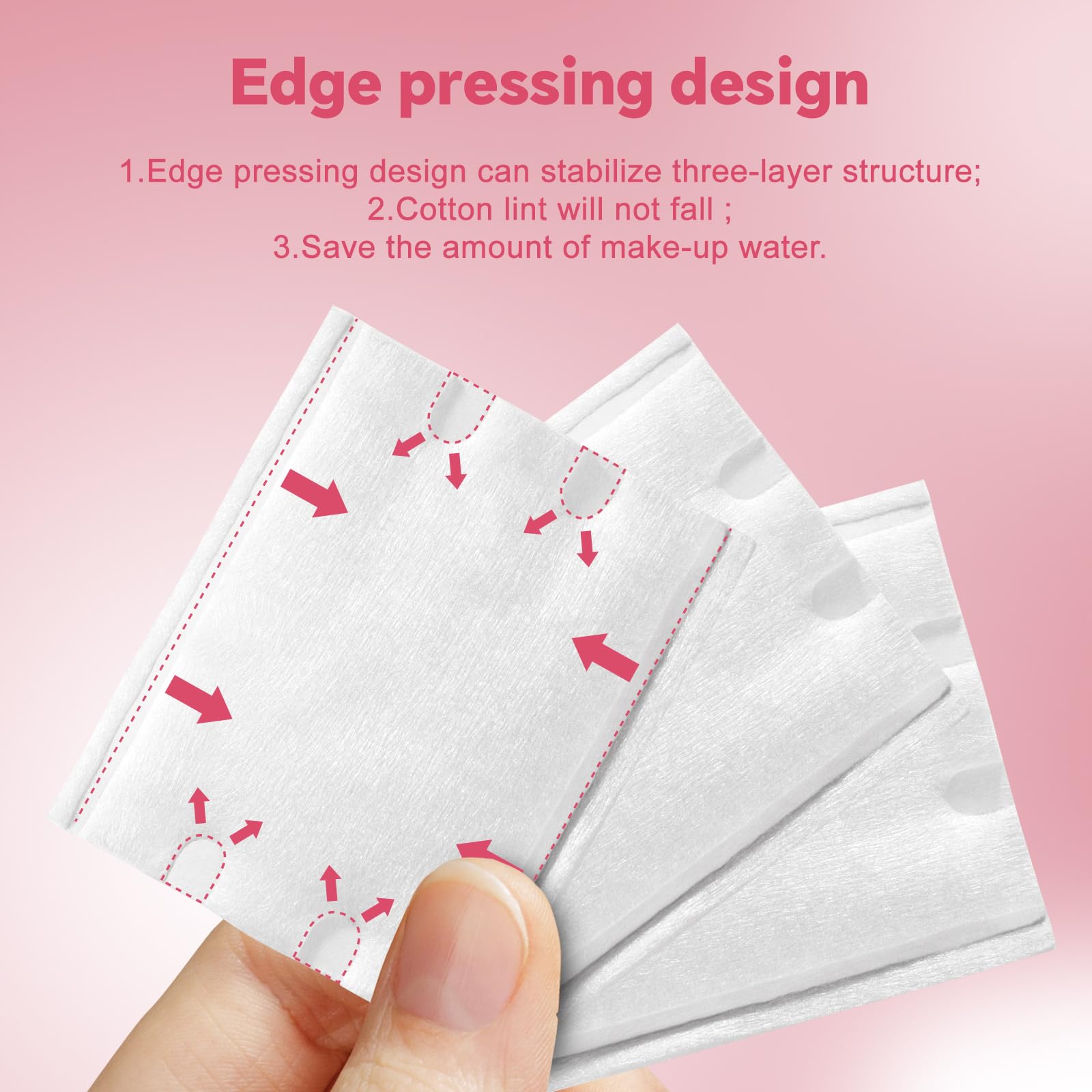Icotle 475 Pcs Square Makeup Cotton Pads, 100% Cotton, Soft, Lint-Free For Removing Makeup, Water-Saving Double-Sided Design, 75